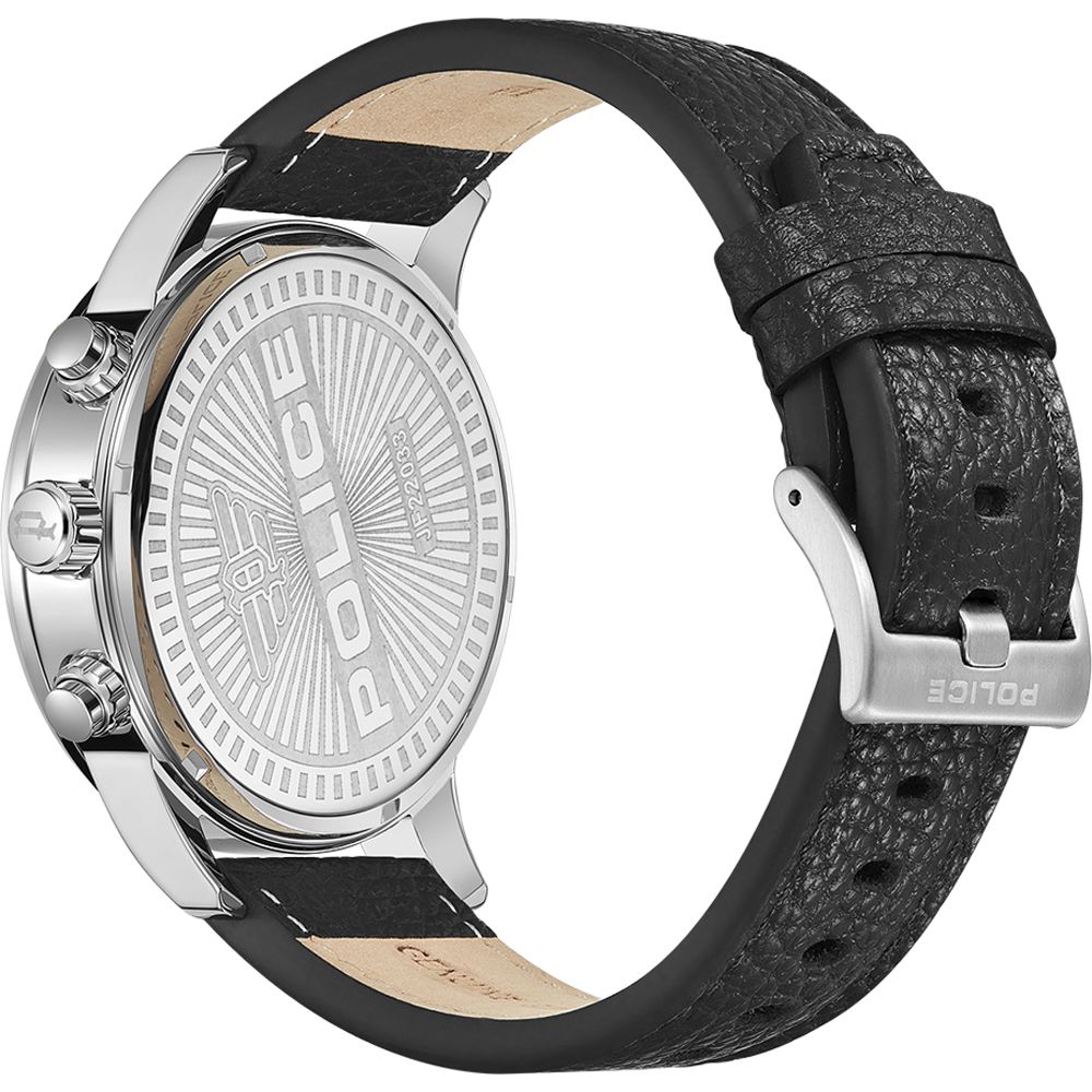 Schwarze Lederuhr von Police