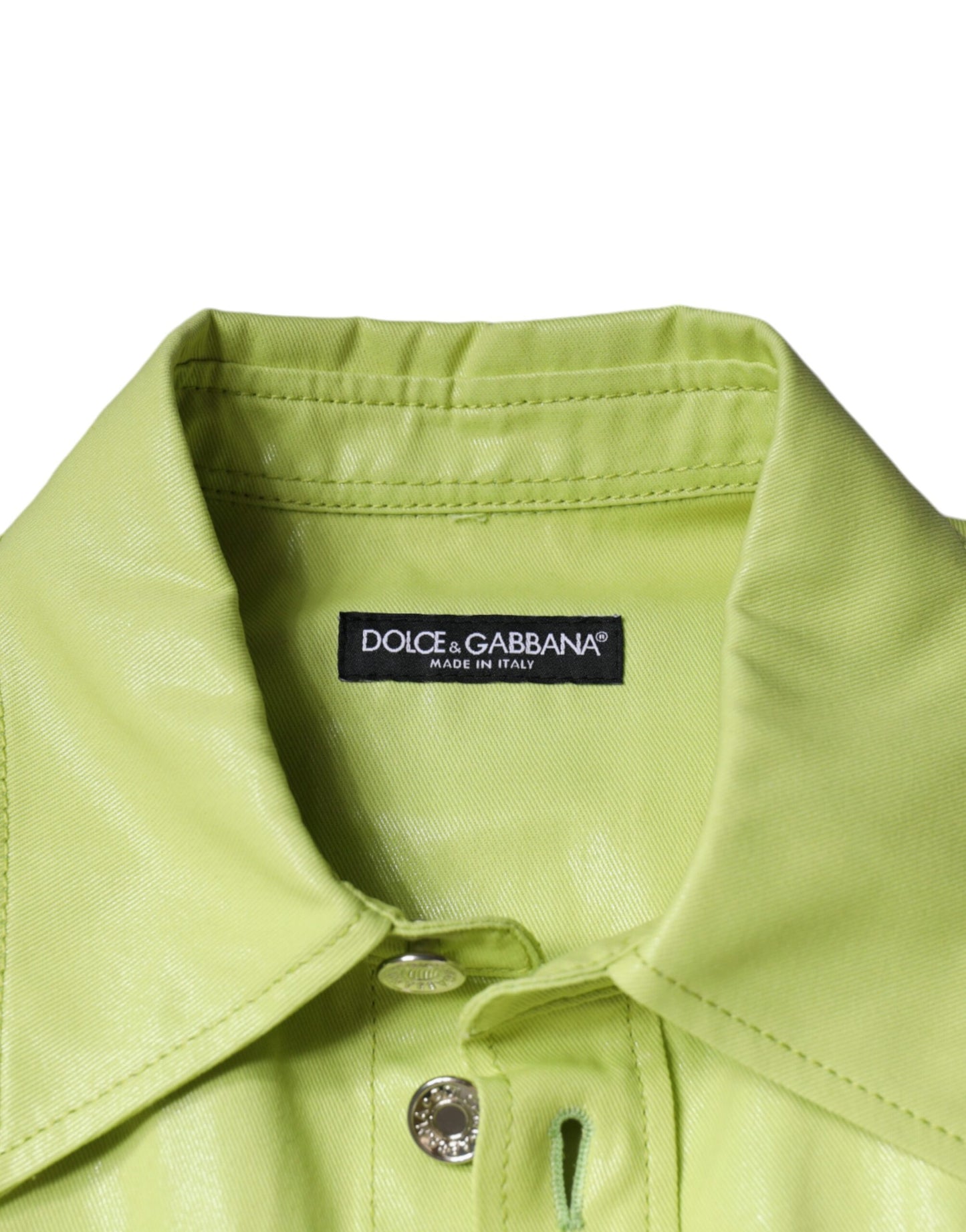 Dolce & Gabbana Grünes Herren-Button-Down-Hemd aus Baumwolle mit Kragen