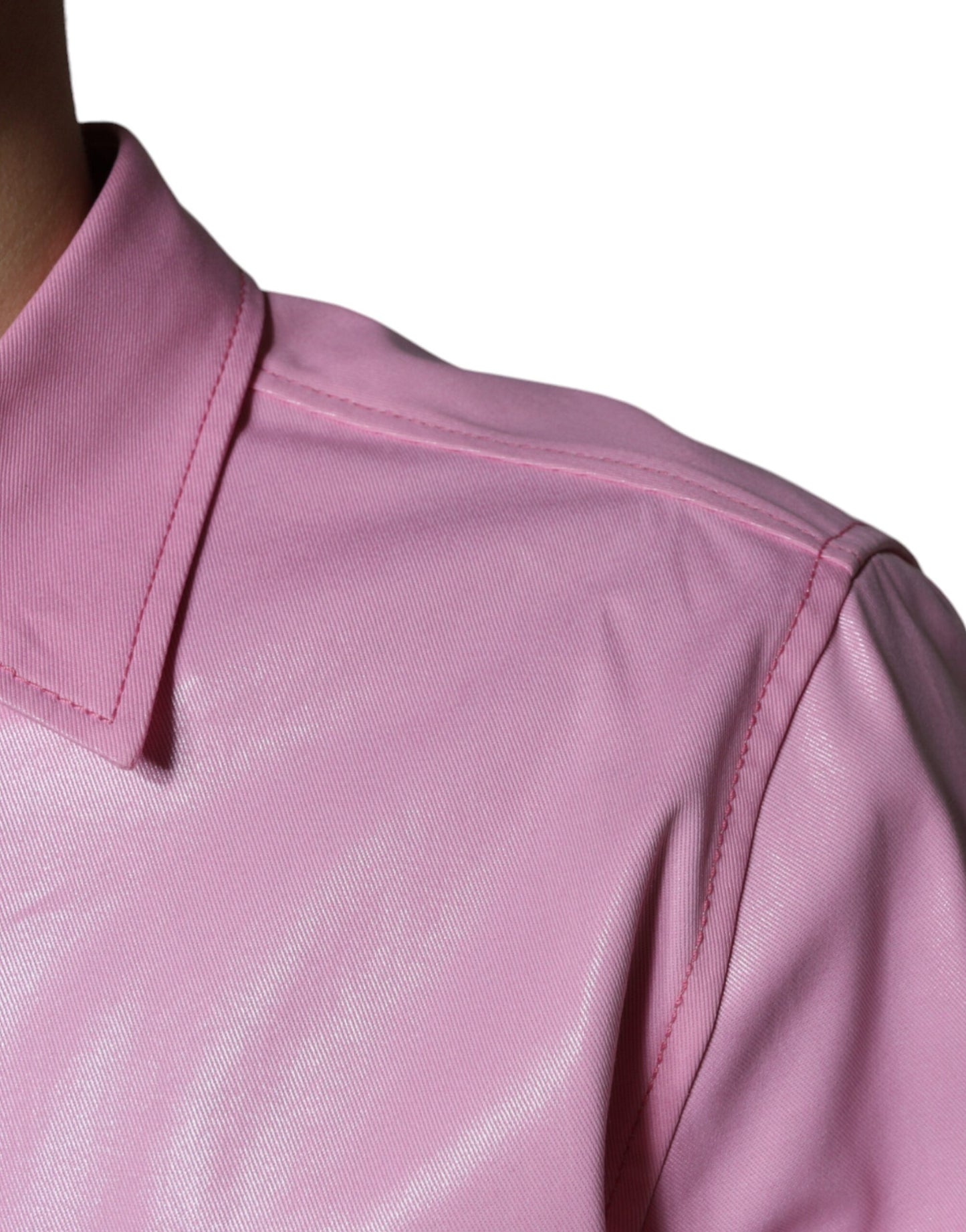 Dolce & Gabbana – Button-Down-Hemd aus rosa Baumwolle mit Kragen