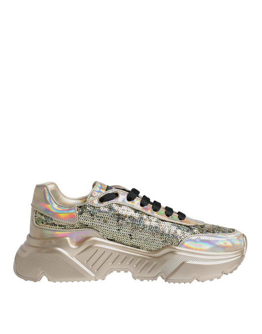 Dolce & Gabbana Daymaster Sneakers mit schillernden Pailletten in Gold
