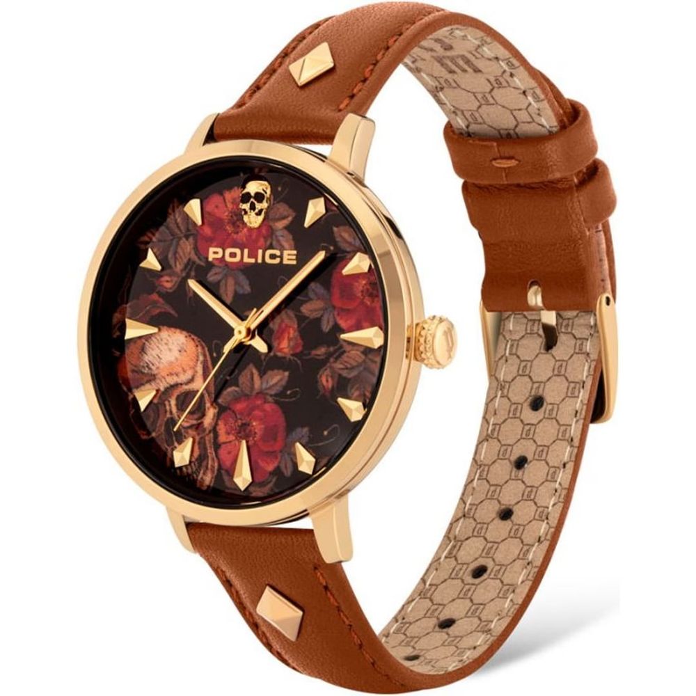 Braune Lederuhr von Police