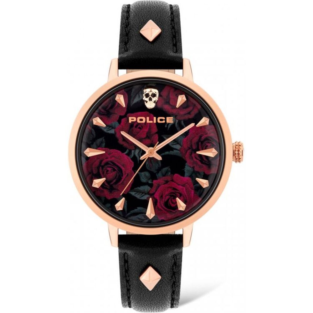 Schwarze Lederuhr von Police