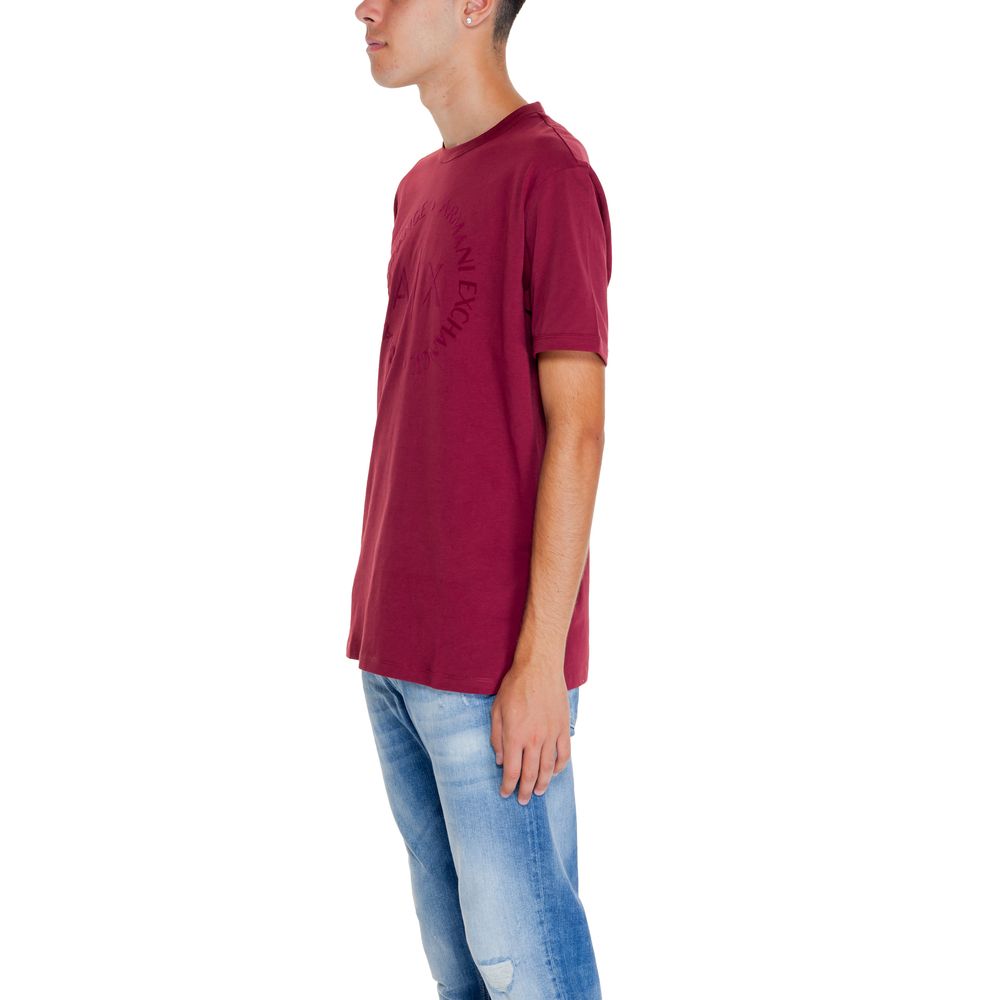 Armani Exchange – Bordeauxfarbenes Baumwoll-T-Shirt