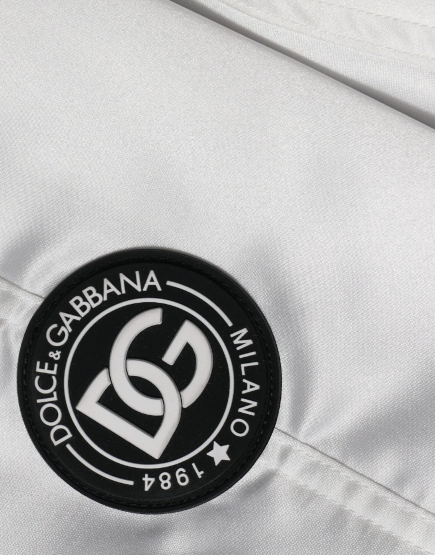 Dolce & Gabbana – Weiße Bomberjacke aus Polyester mit durchgehendem Reißverschluss und Logo