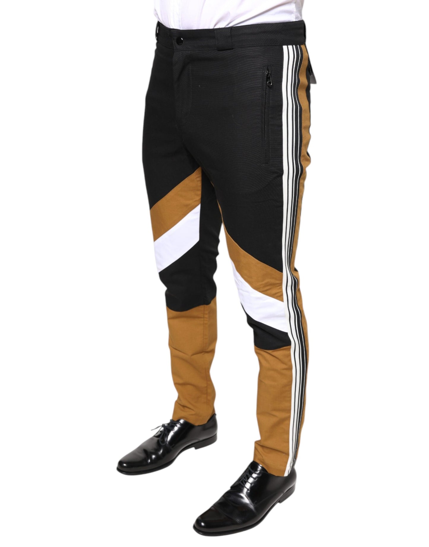 Dolce & Gabbana – Enge Baumwollhose mit mehrfarbigen Streifen