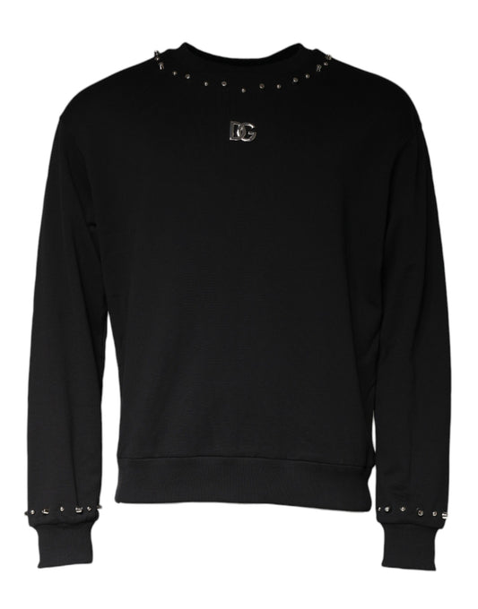 Dolce & Gabbana – Schwarzes Pullover-Sweatshirt mit Logo und Nieten