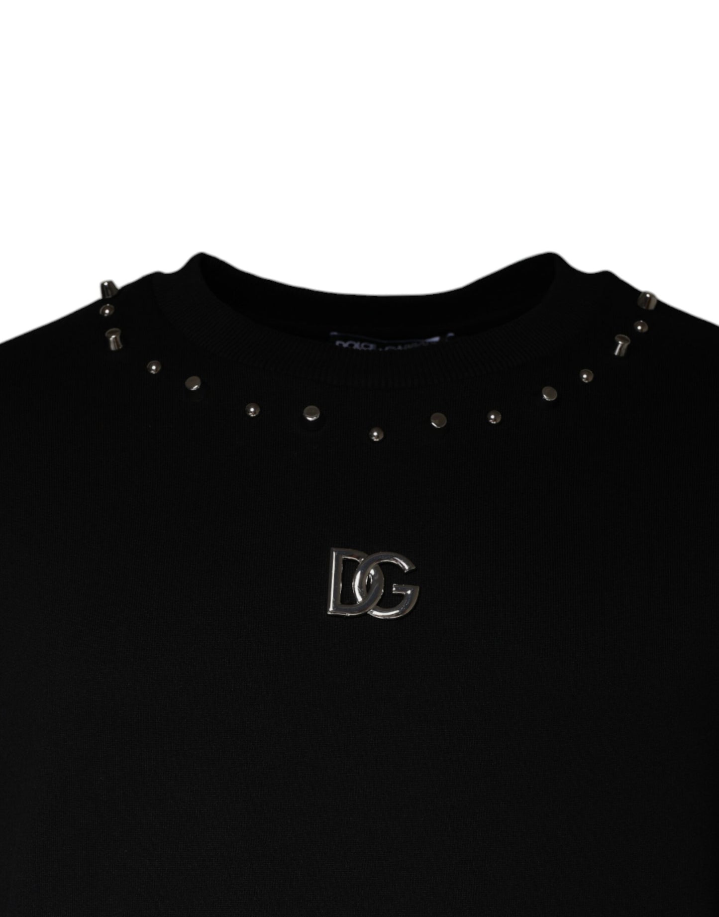 Dolce & Gabbana – Schwarzes Pullover-Sweatshirt mit Logo und Nieten