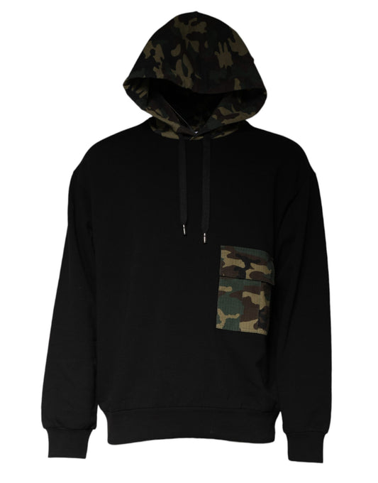 Dolce & Gabbana Schwarzer Camouflage-Kapuzenpullover