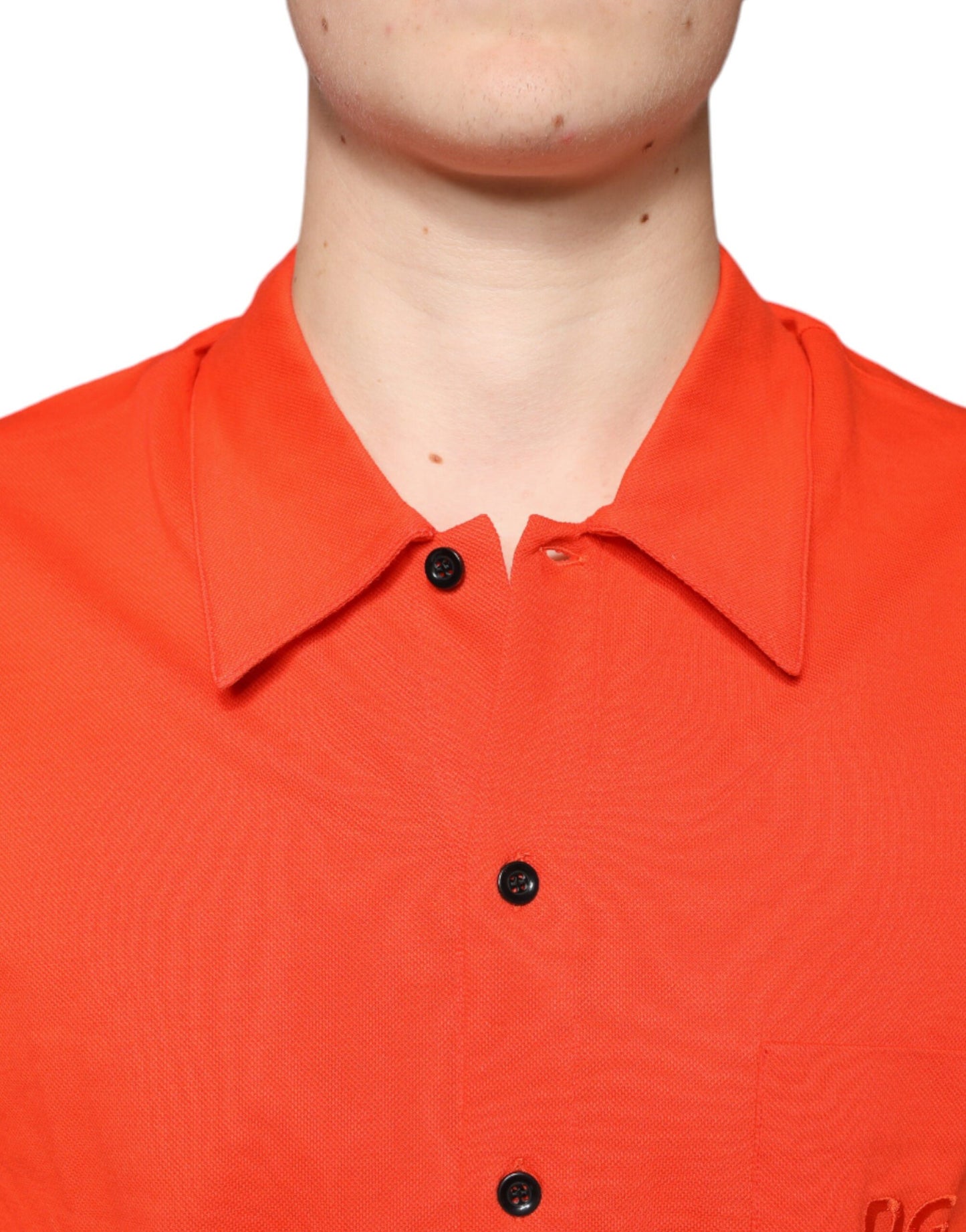 Dolce & Gabbana – Orangefarbenes, lässiges Poloshirt aus Baumwolle mit Knopfleiste