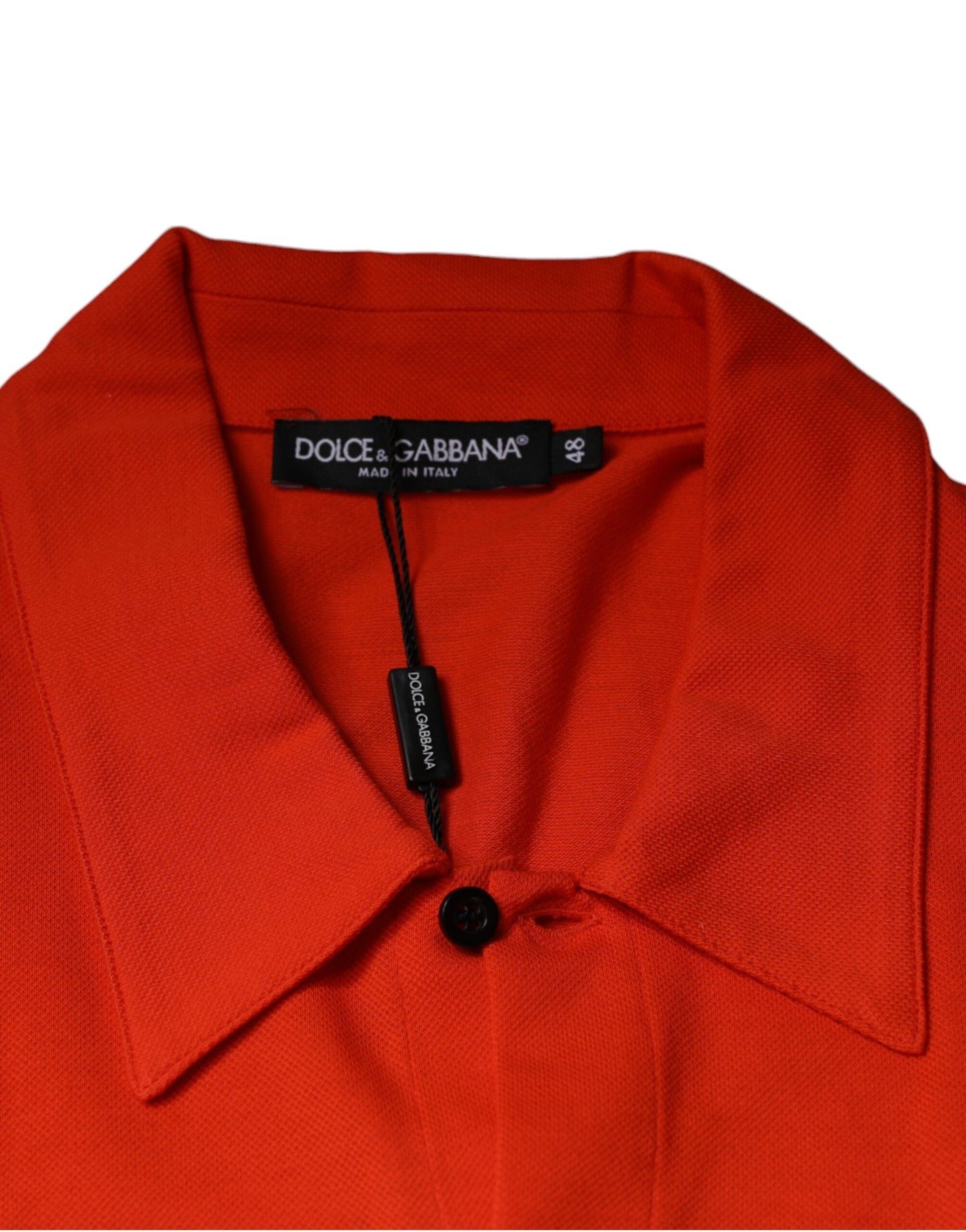 Dolce & Gabbana – Orangefarbenes, lässiges Poloshirt aus Baumwolle mit Knopfleiste