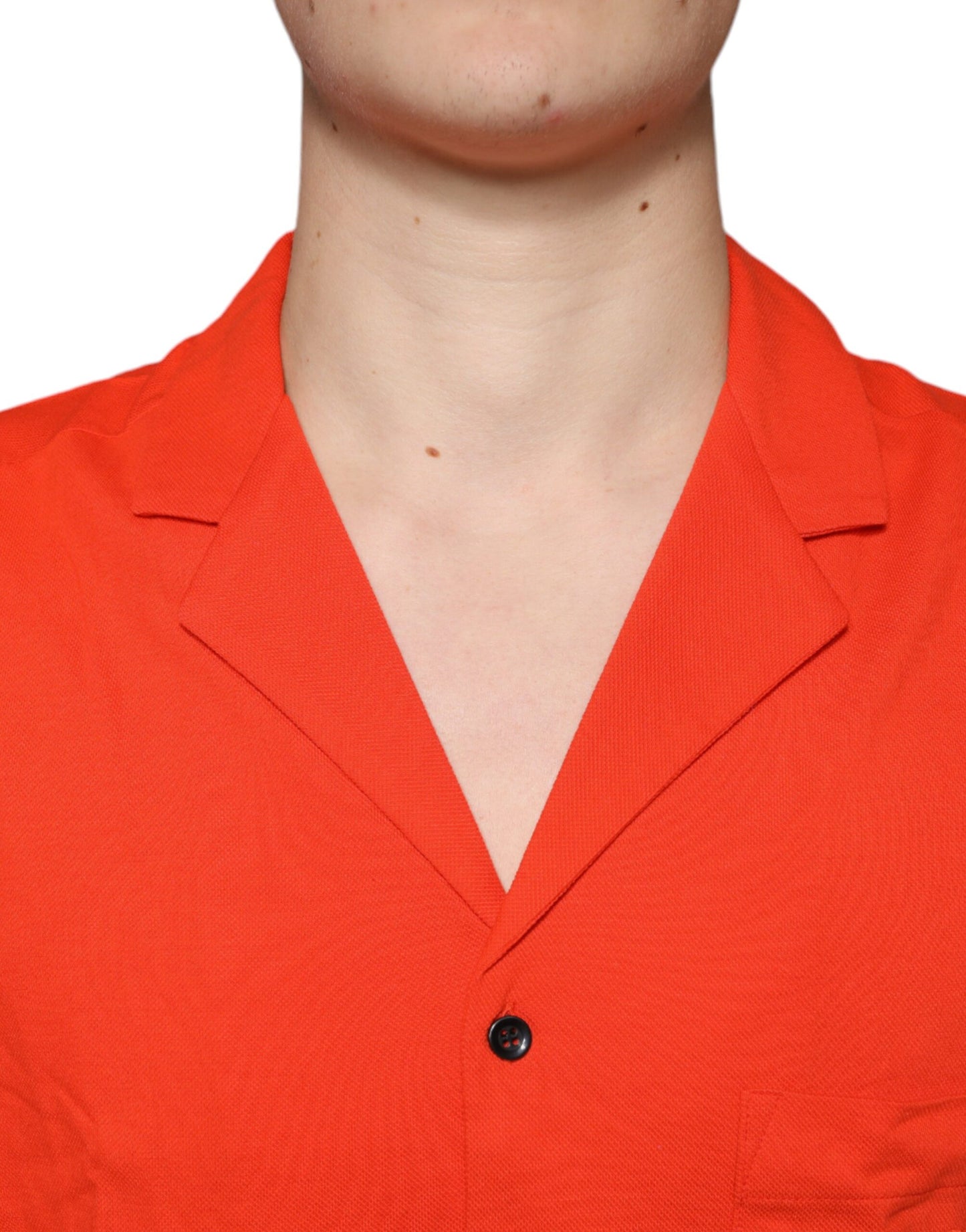 Dolce & Gabbana – Orangefarbenes, lässiges Poloshirt aus Baumwolle mit Knopfleiste