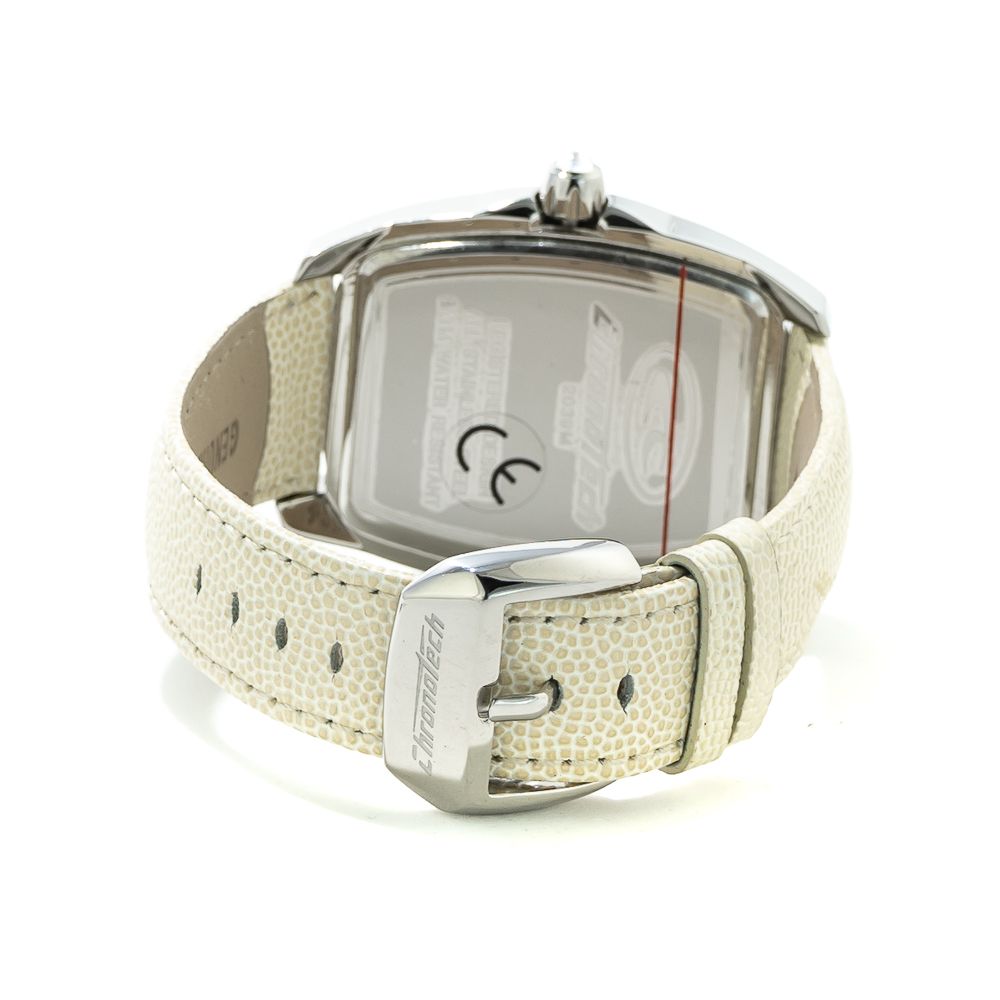 Chronotech-Uhr mit weißem Lederarmband