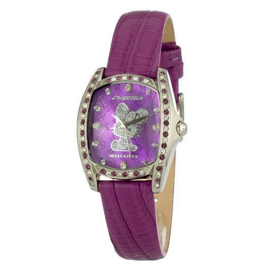 Chronotech Purple Leather Dress Watch