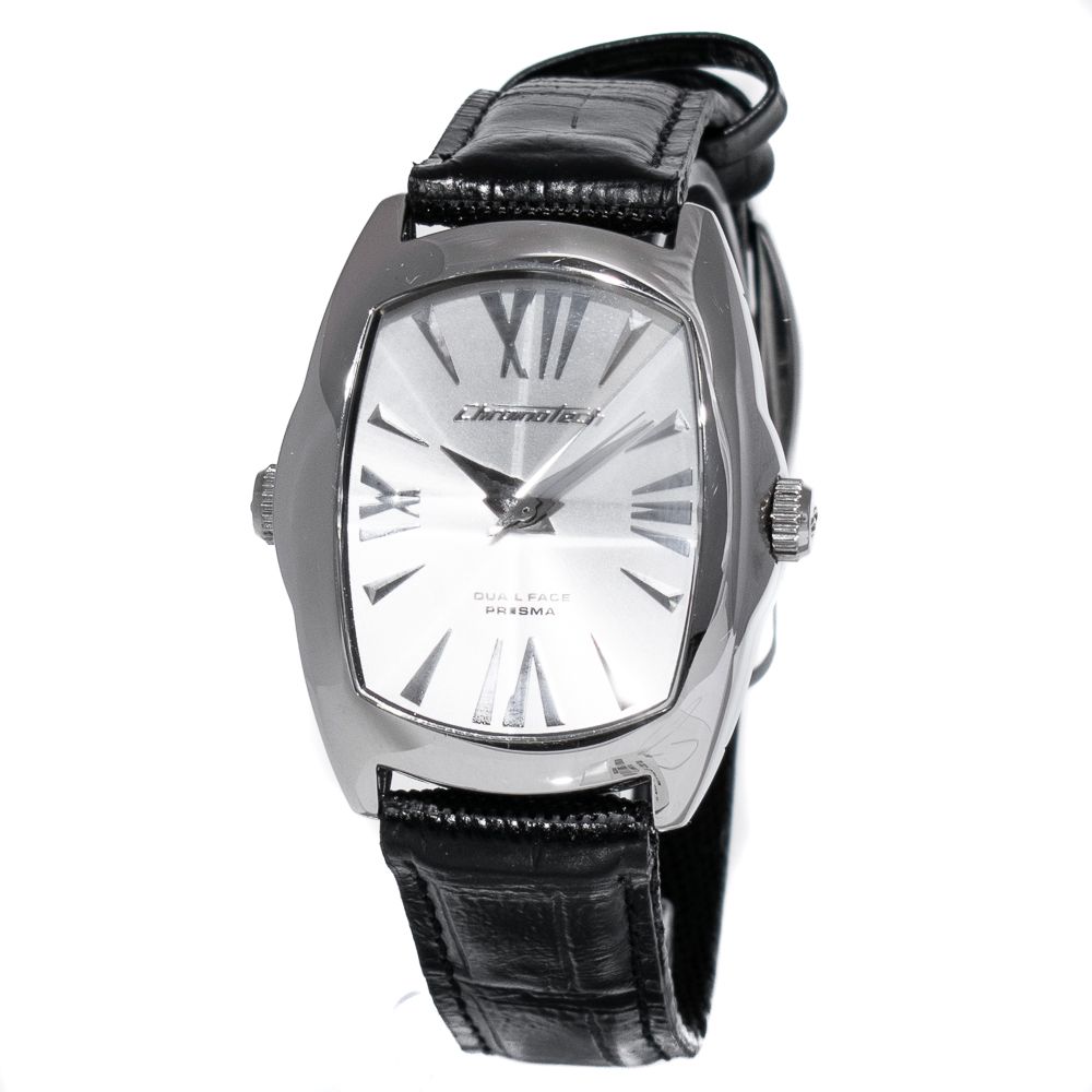Chronotech Black Leather Dress Watch