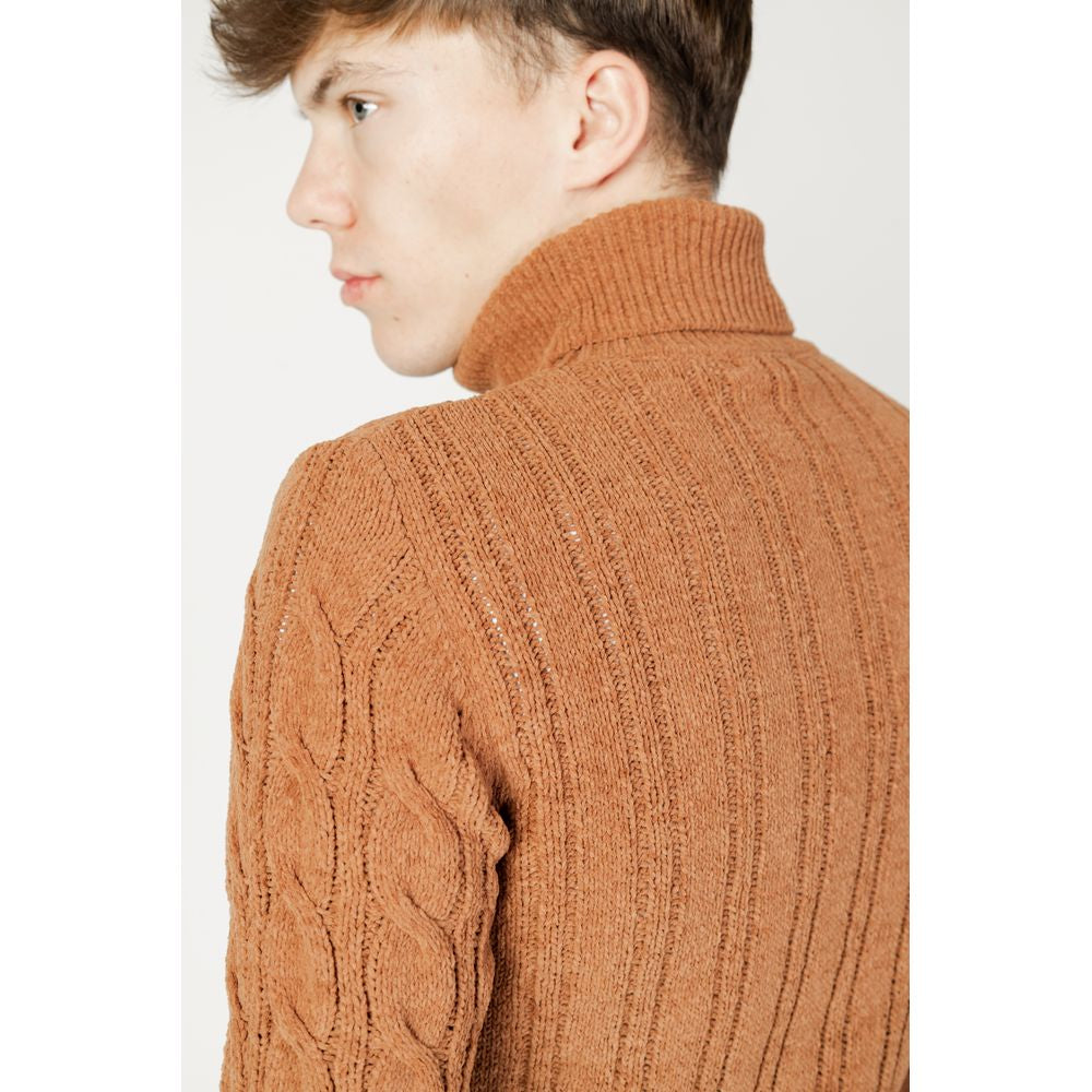 Gianni Lupo – Brauner Rollkragenpullover aus Synthetik