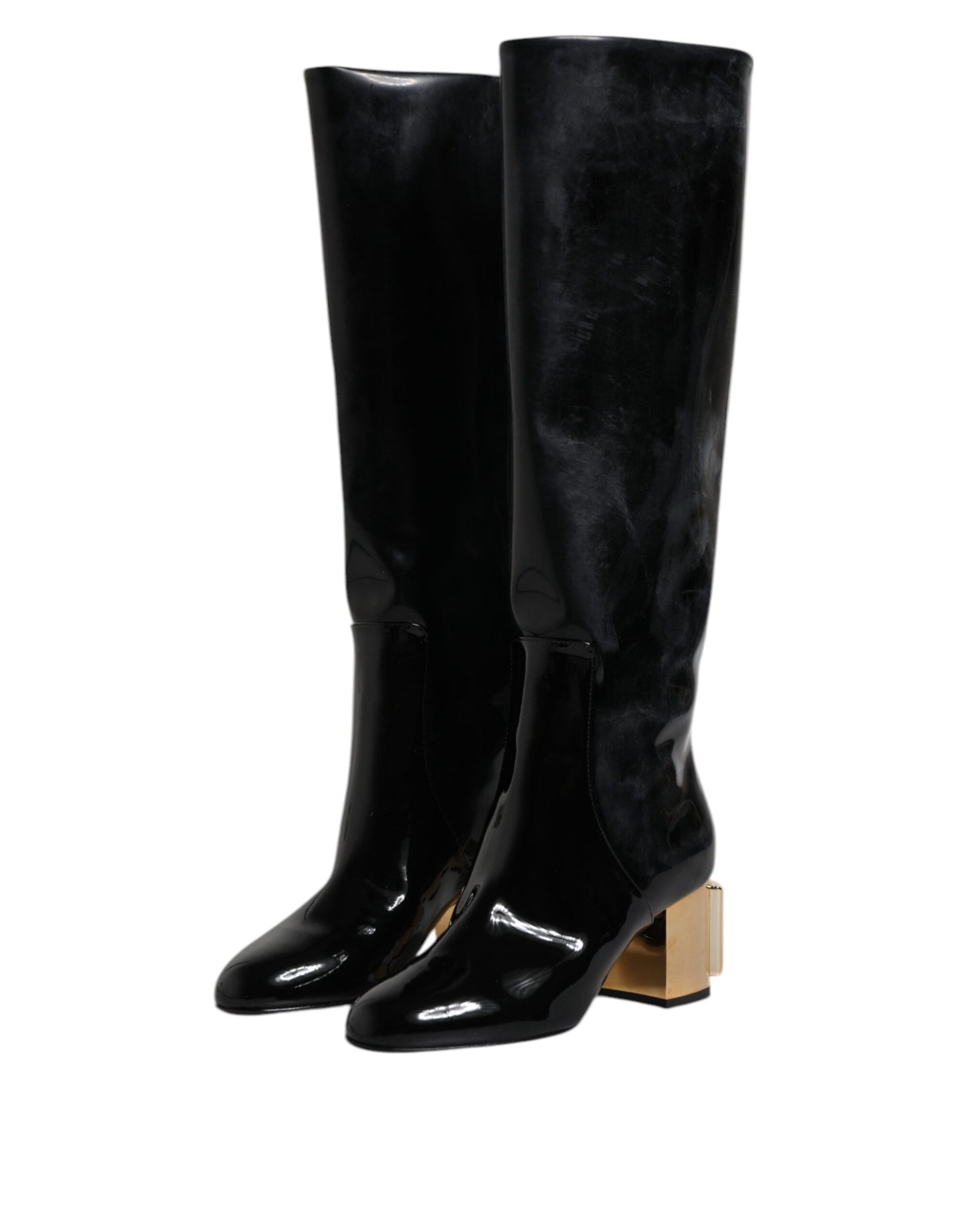 Dolce & Gabbana – Schwarze Vally High-Stiefel aus Lackleder