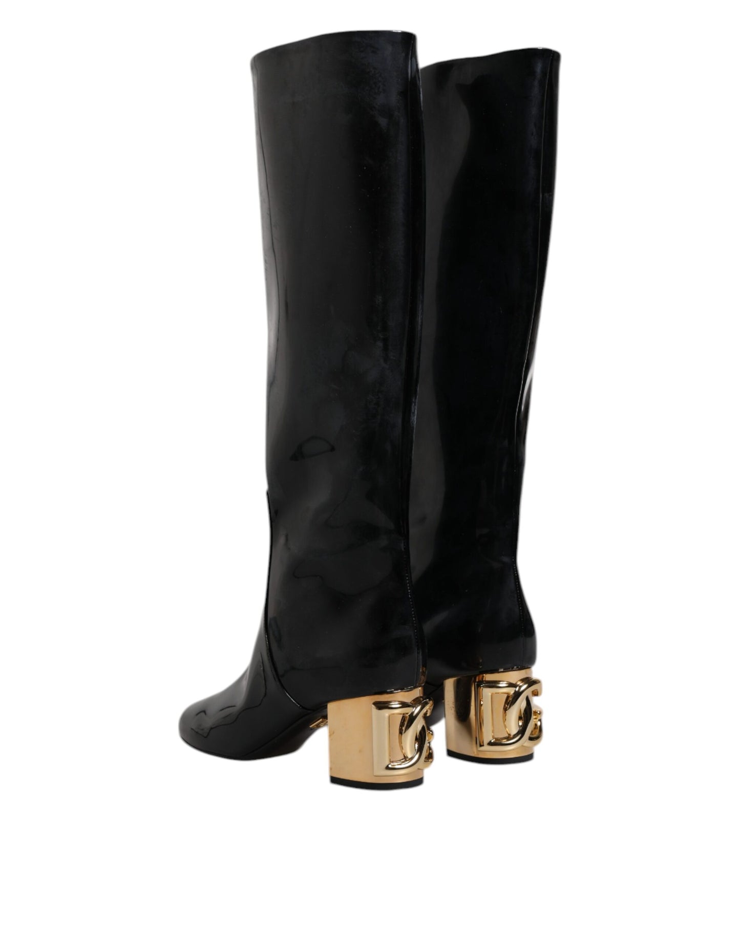 Dolce & Gabbana – Schwarze Vally High-Stiefel aus Lackleder