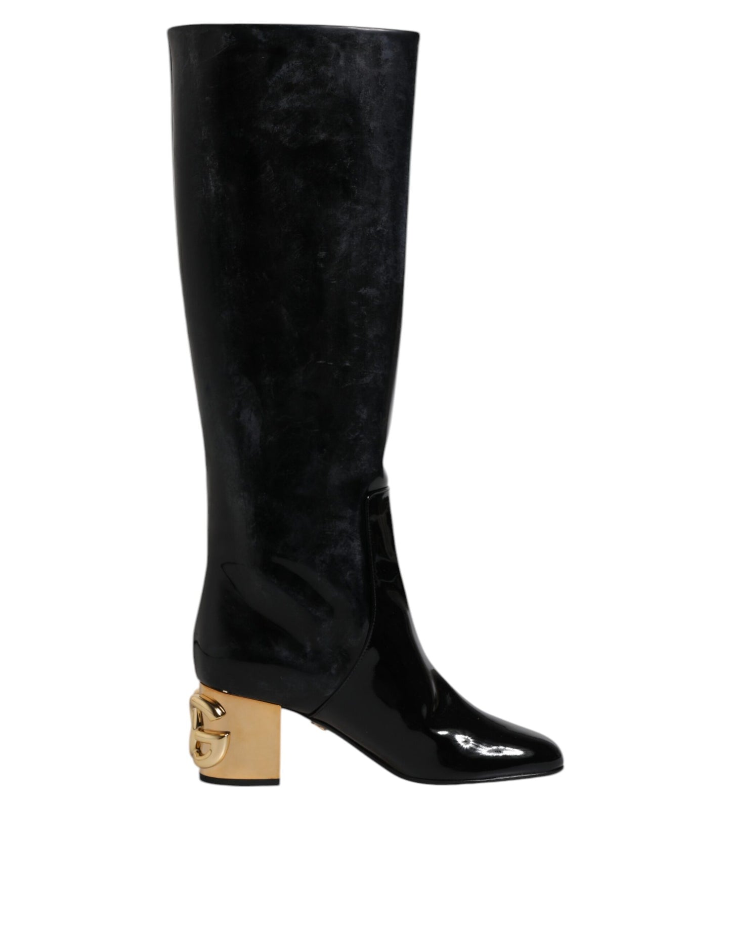Dolce & Gabbana – Schwarze Vally High-Stiefel aus Lackleder