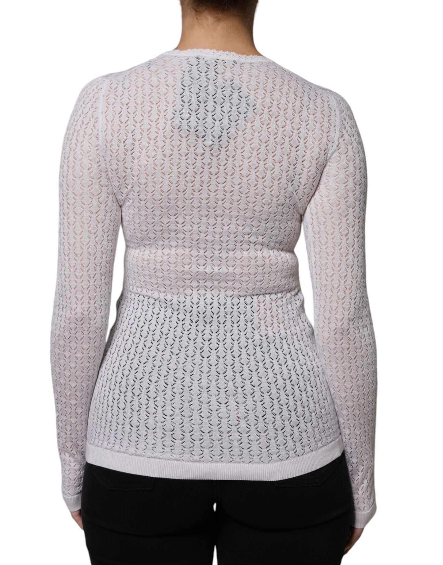 Dolce & Gabbana – Weißer Cardigan aus Seide mit Knopfleiste