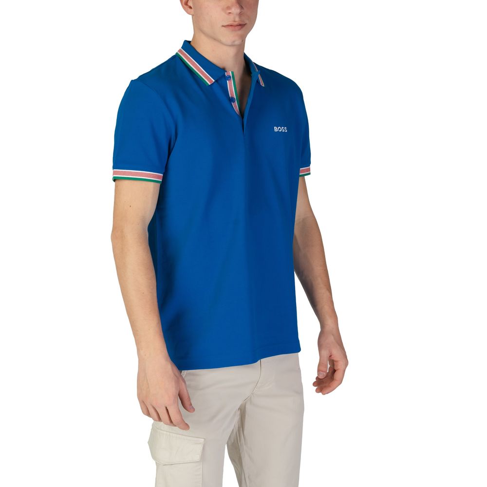 Hugo Boss – Blaues Poloshirt aus Baumwolle