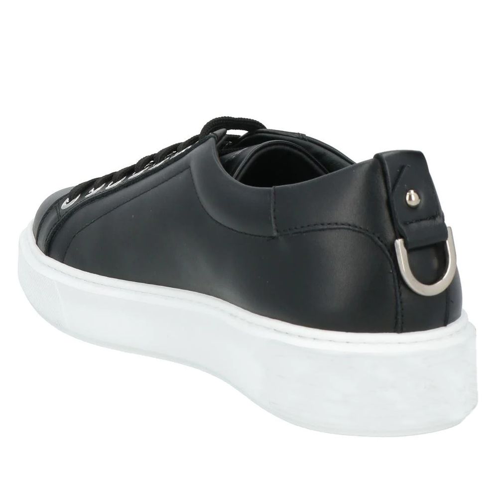 Les Hommes Herren-Sneaker aus schwarzem Kalbsleder