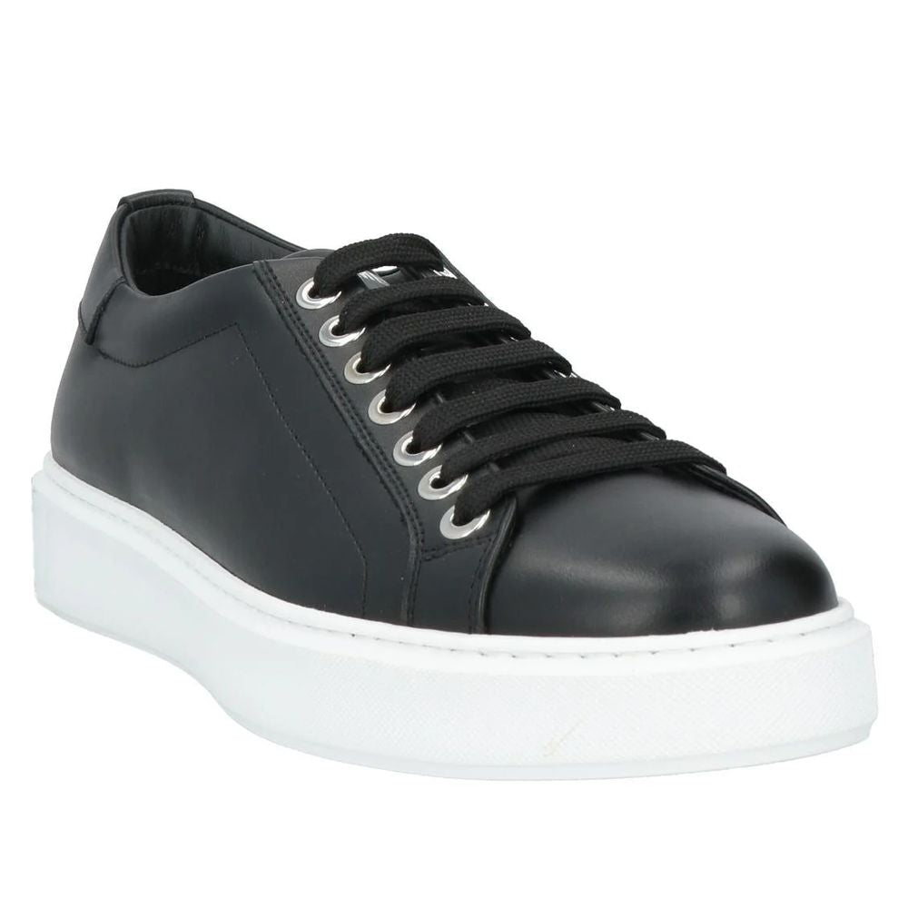 Les Hommes Herren-Sneaker aus schwarzem Kalbsleder