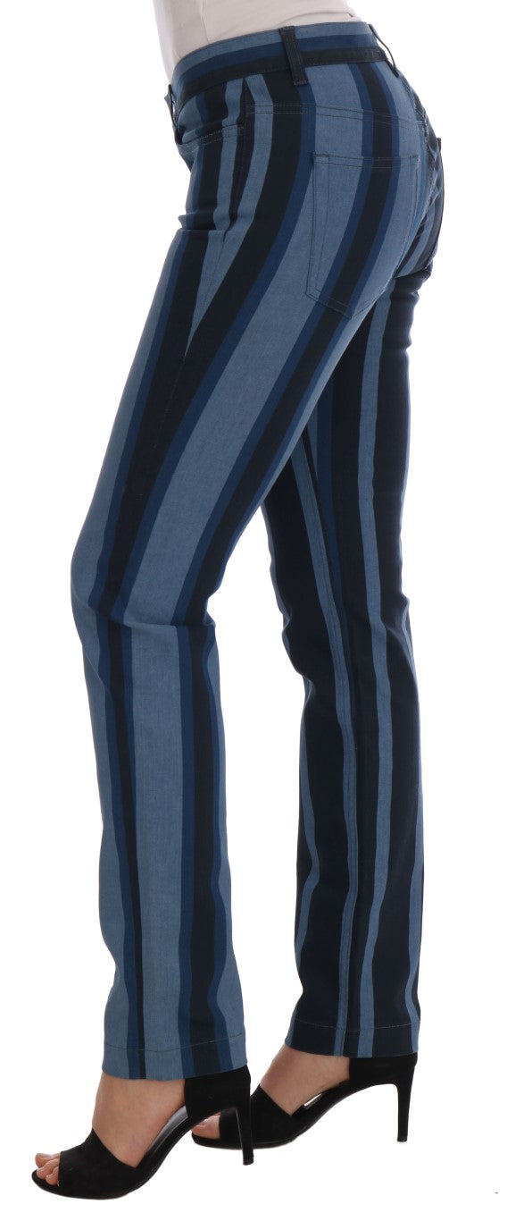 Dolce & Gabbana Blaue GIRLY-Jeans aus gestreifter Baumwolle