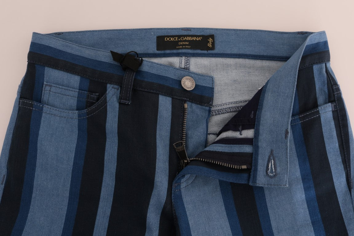 Dolce & Gabbana Blaue GIRLY-Jeans aus gestreifter Baumwolle