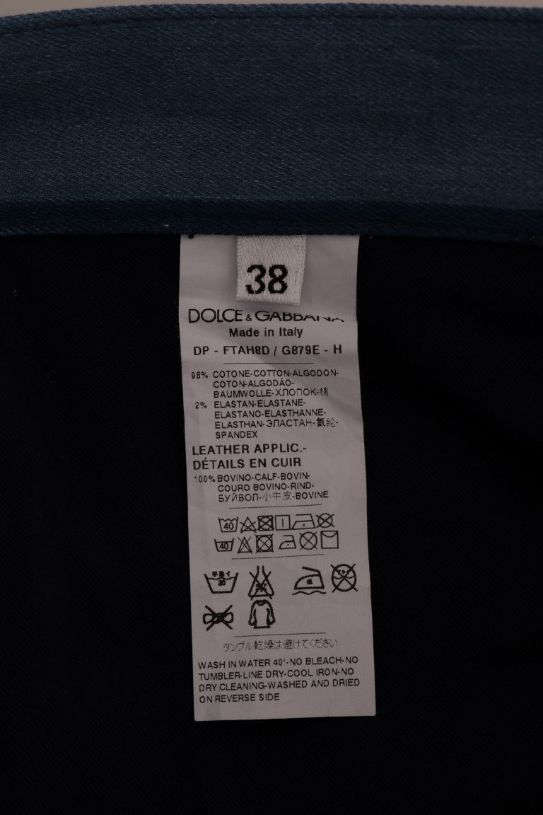 Dolce & Gabbana Blaue GIRLY-Jeans aus gestreifter Baumwolle