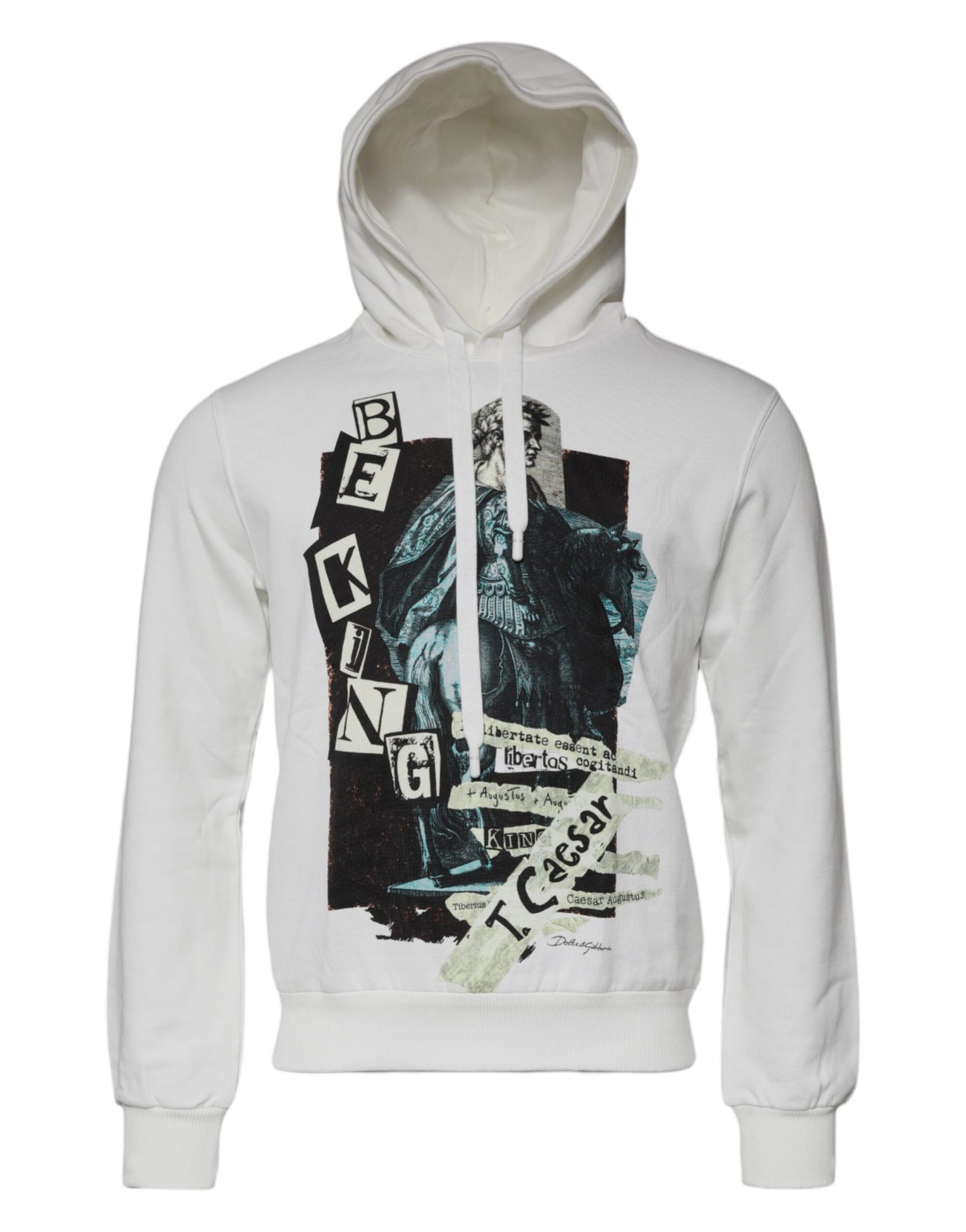Dolce & Gabbana Weißer Caesar-Kapuzenpullover aus Baumwolle