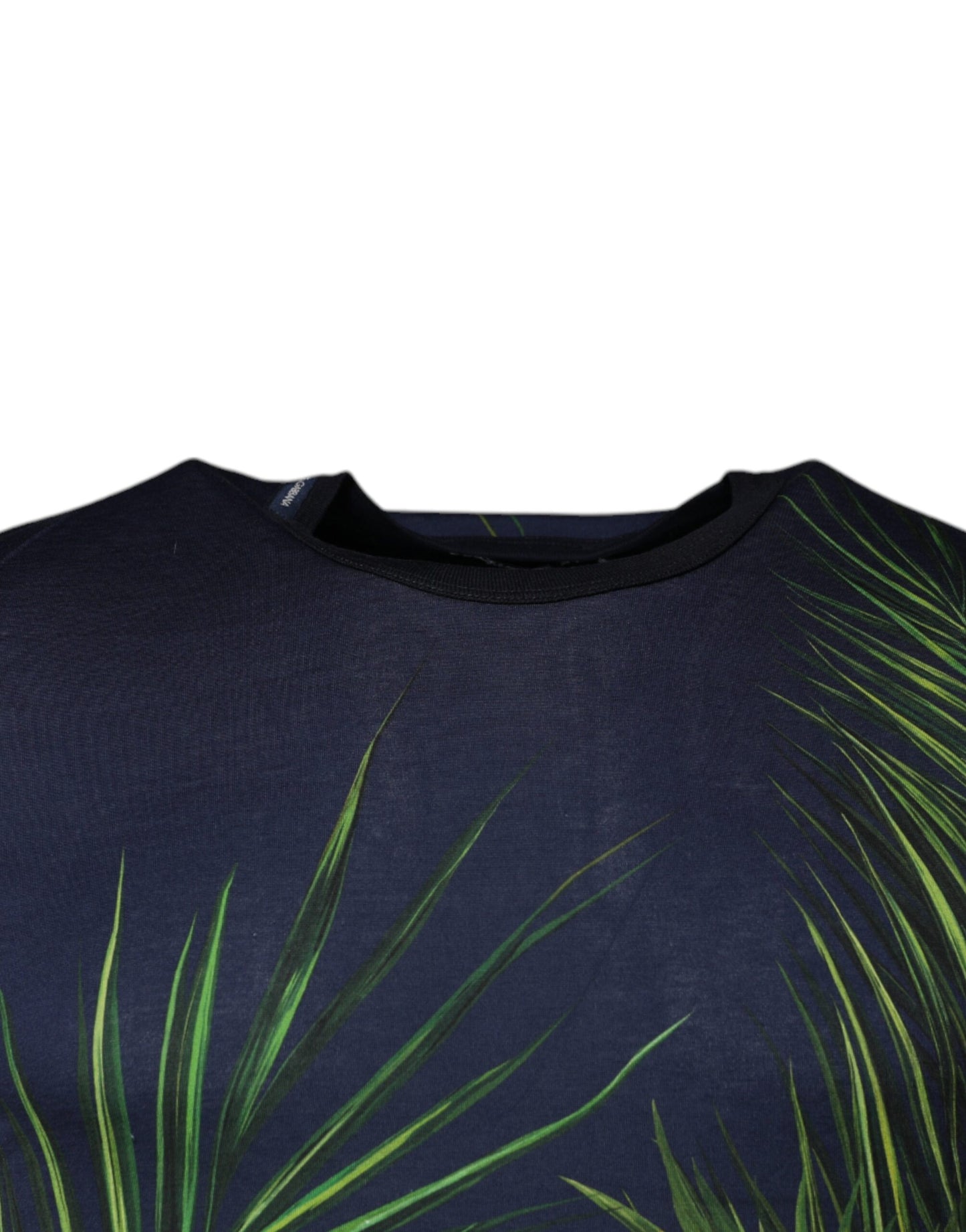 Dolce & Gabbana – Kurzärmliges T-Shirt mit Rundhalsausschnitt und blauem Baumdruck