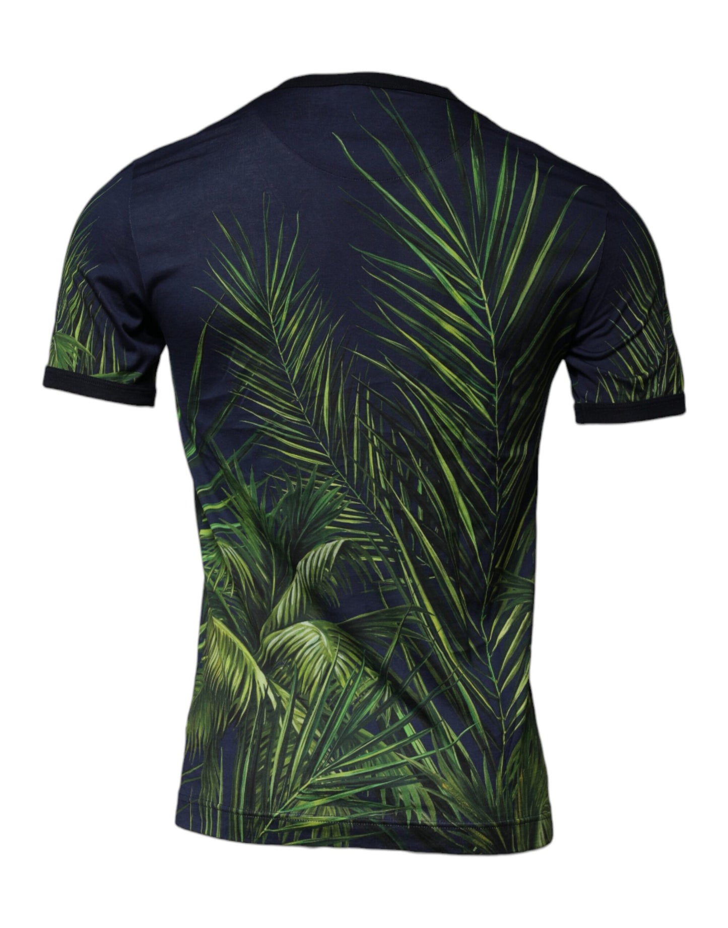 Dolce & Gabbana – Kurzärmliges T-Shirt mit Rundhalsausschnitt und blauem Baumdruck