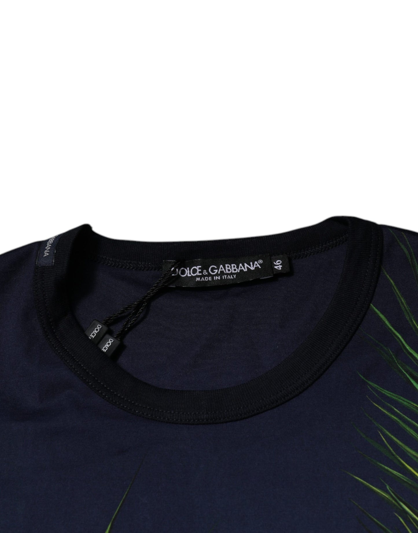 Dolce & Gabbana – Kurzärmliges T-Shirt mit Rundhalsausschnitt und blauem Baumdruck