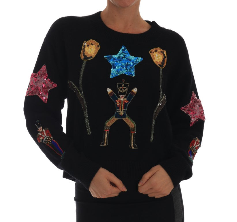 Dolce & Gabbana – Fairy Tale – Schwarzer Kaschmirpullover mit Kristallen