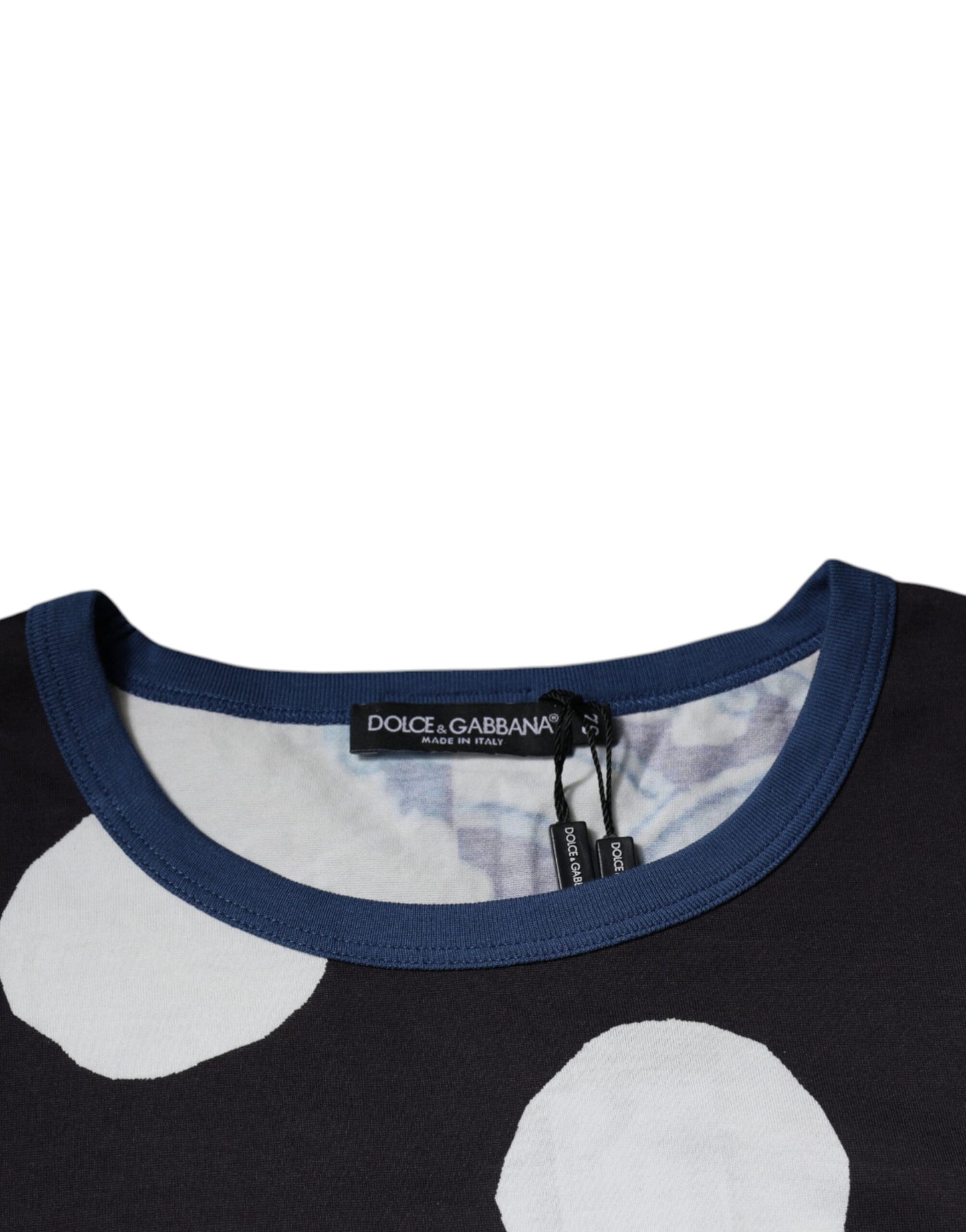 Dolce & Gabbana – T-Shirt aus Baumwolle mit Rundhalsausschnitt und Print in Schwarz und Weiß
