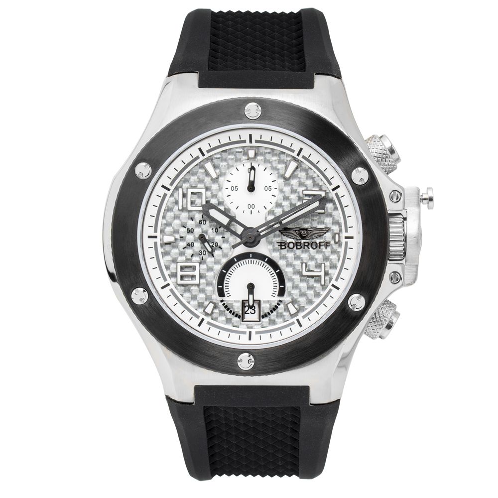 Bobroff-Armbanduhr aus schwarzem Kautschuk