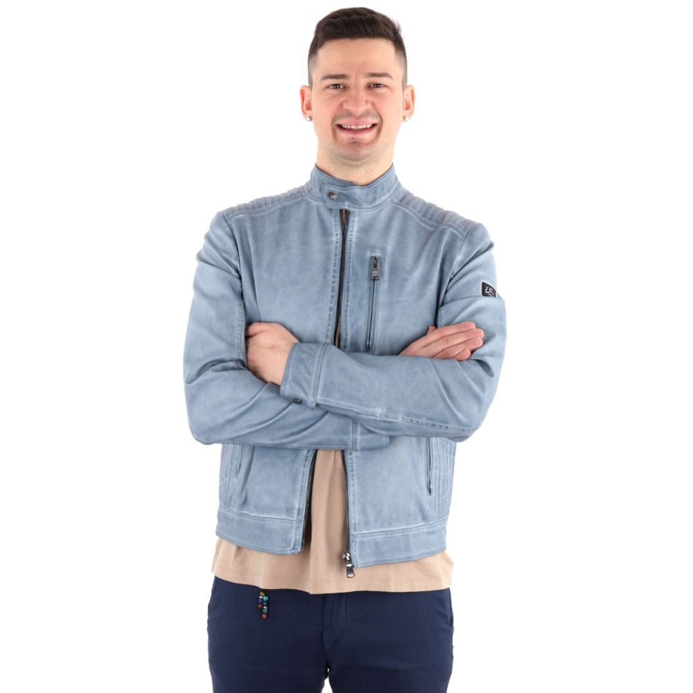 Yes Zee Hellblaue Polyethylen-Herrenjacke