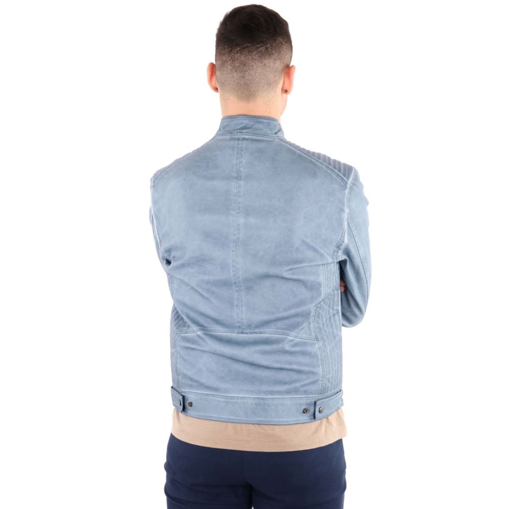 Yes Zee Hellblaue Polyethylen-Herrenjacke