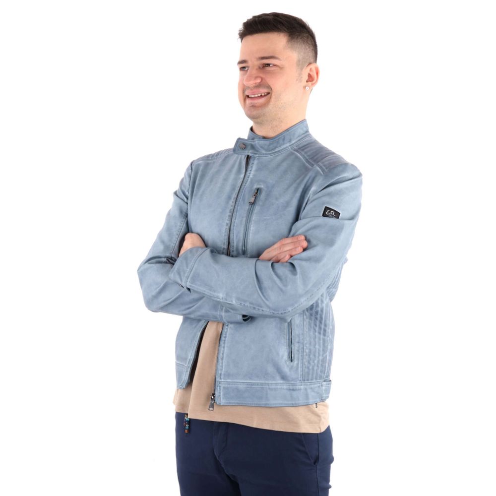Yes Zee Hellblaue Polyethylen-Herrenjacke