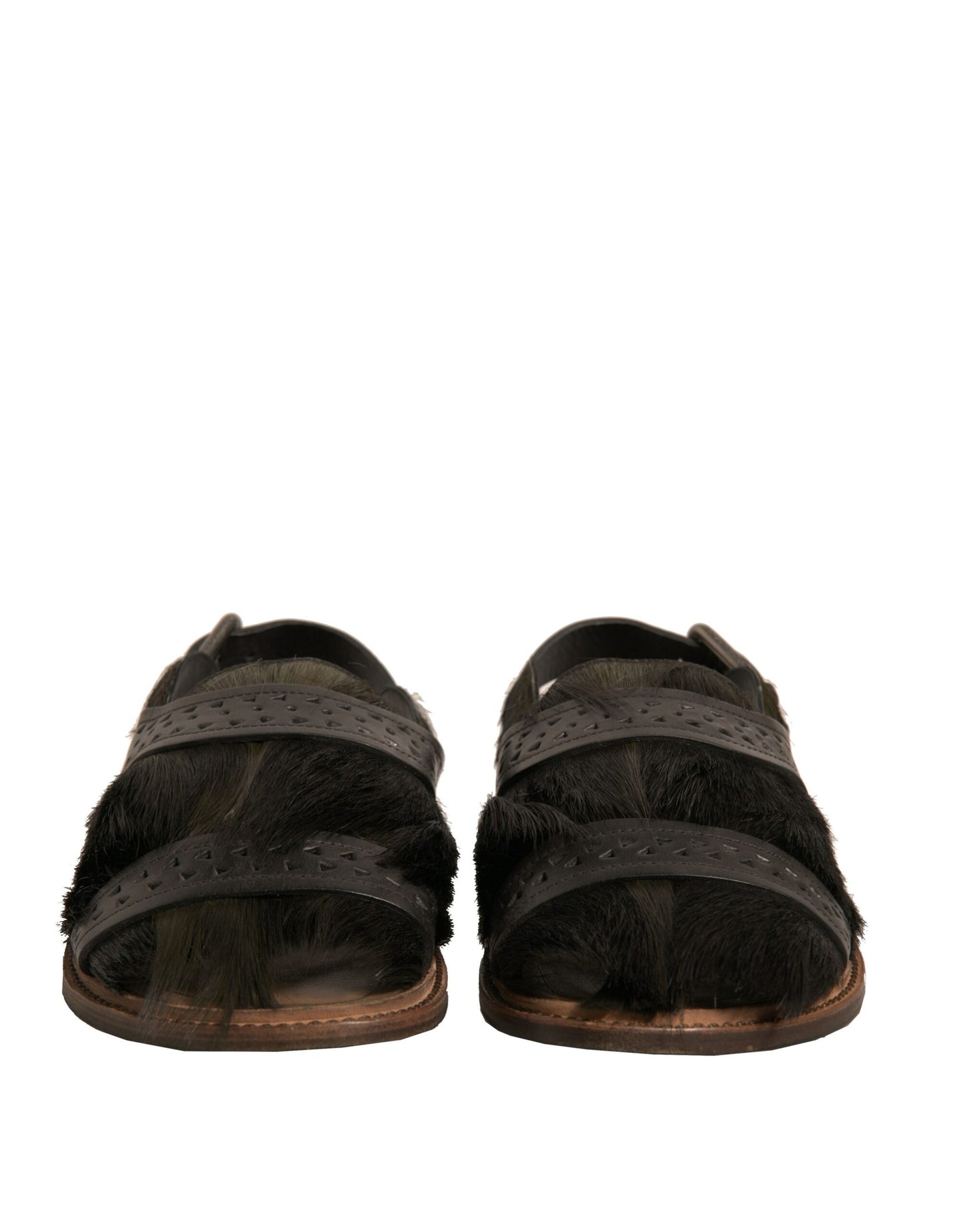 Dolce & Gabbana Grüne Gazelle Haarleder Flats Sandalen Schuhe