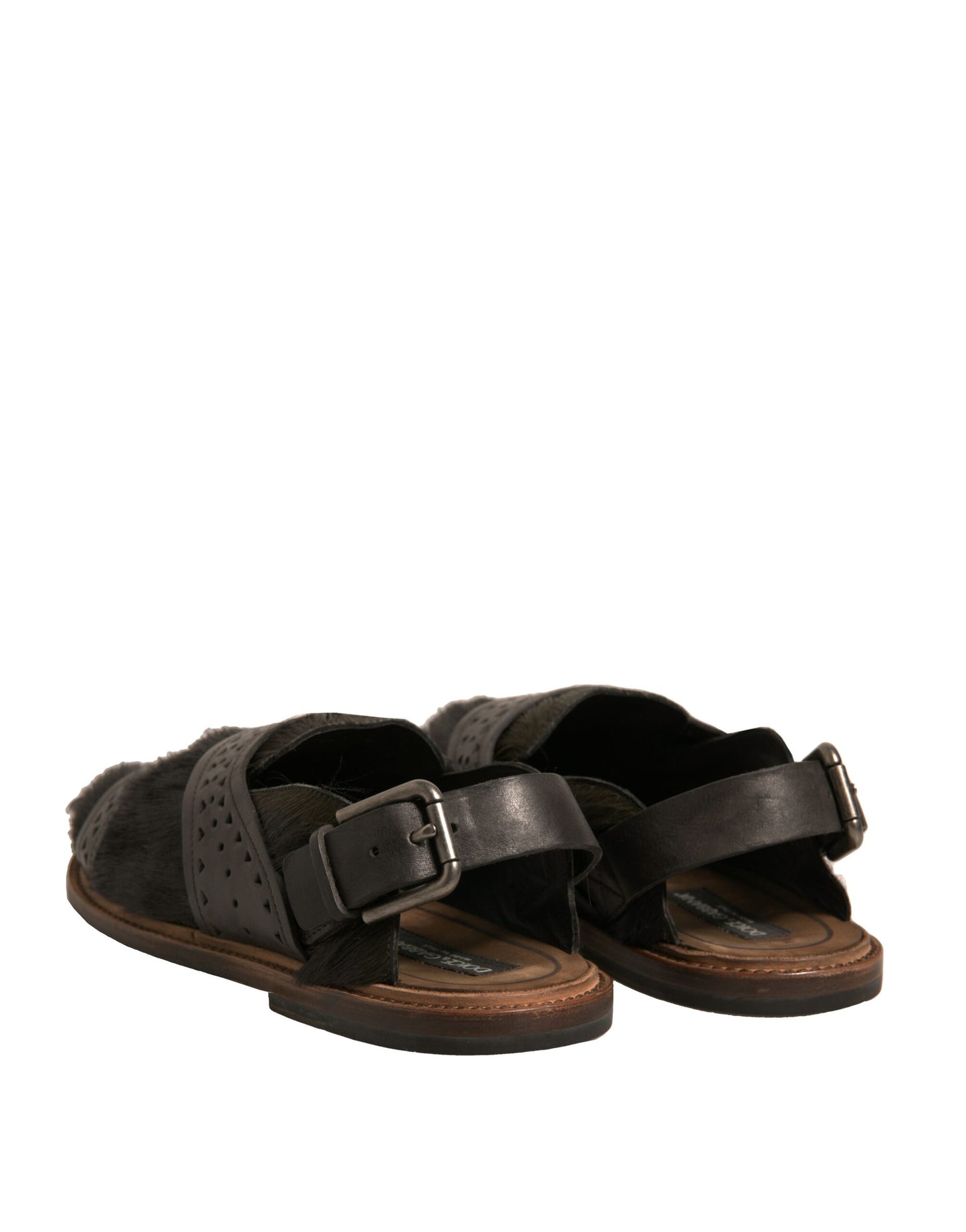 Dolce & Gabbana Grüne Gazelle Haarleder Flats Sandalen Schuhe