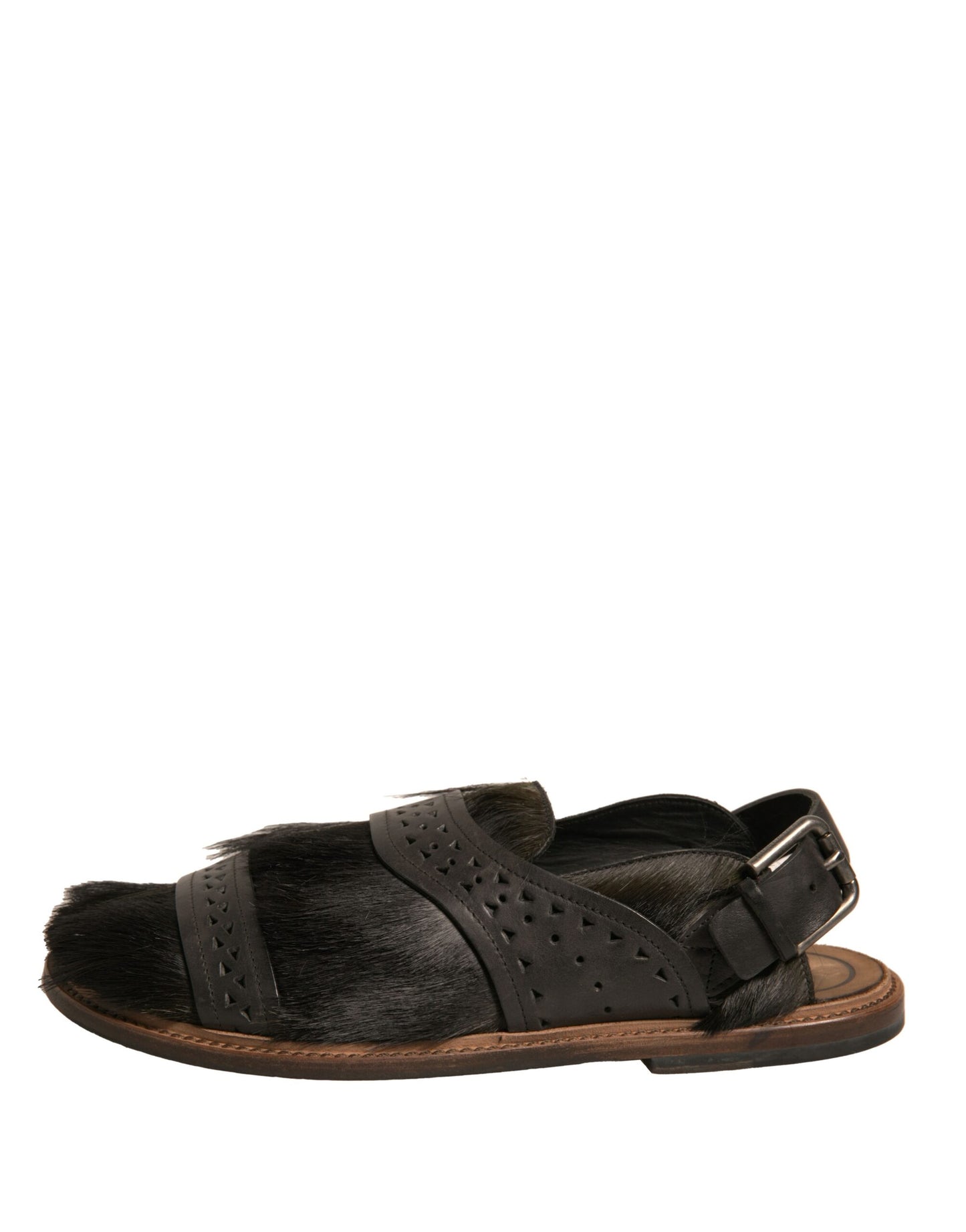 Dolce & Gabbana Grüne Gazelle Haarleder Flats Sandalen Schuhe