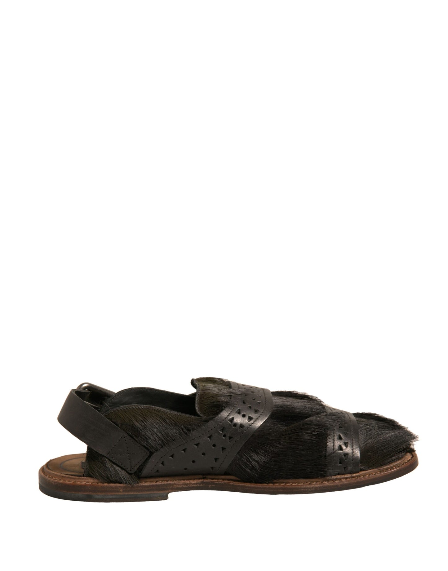 Dolce & Gabbana Grüne Gazelle Haarleder Flats Sandalen Schuhe