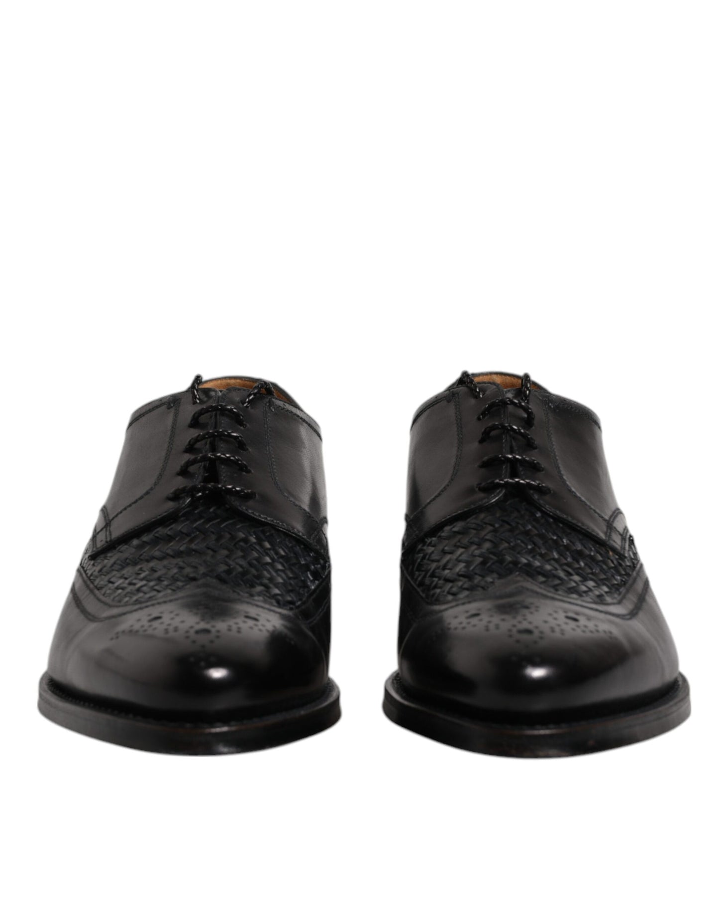Dolce & Gabbana – Derby-Schuhe aus schwarzem Leder mit Flügelkappe und Schnürung für formelle Anlässe