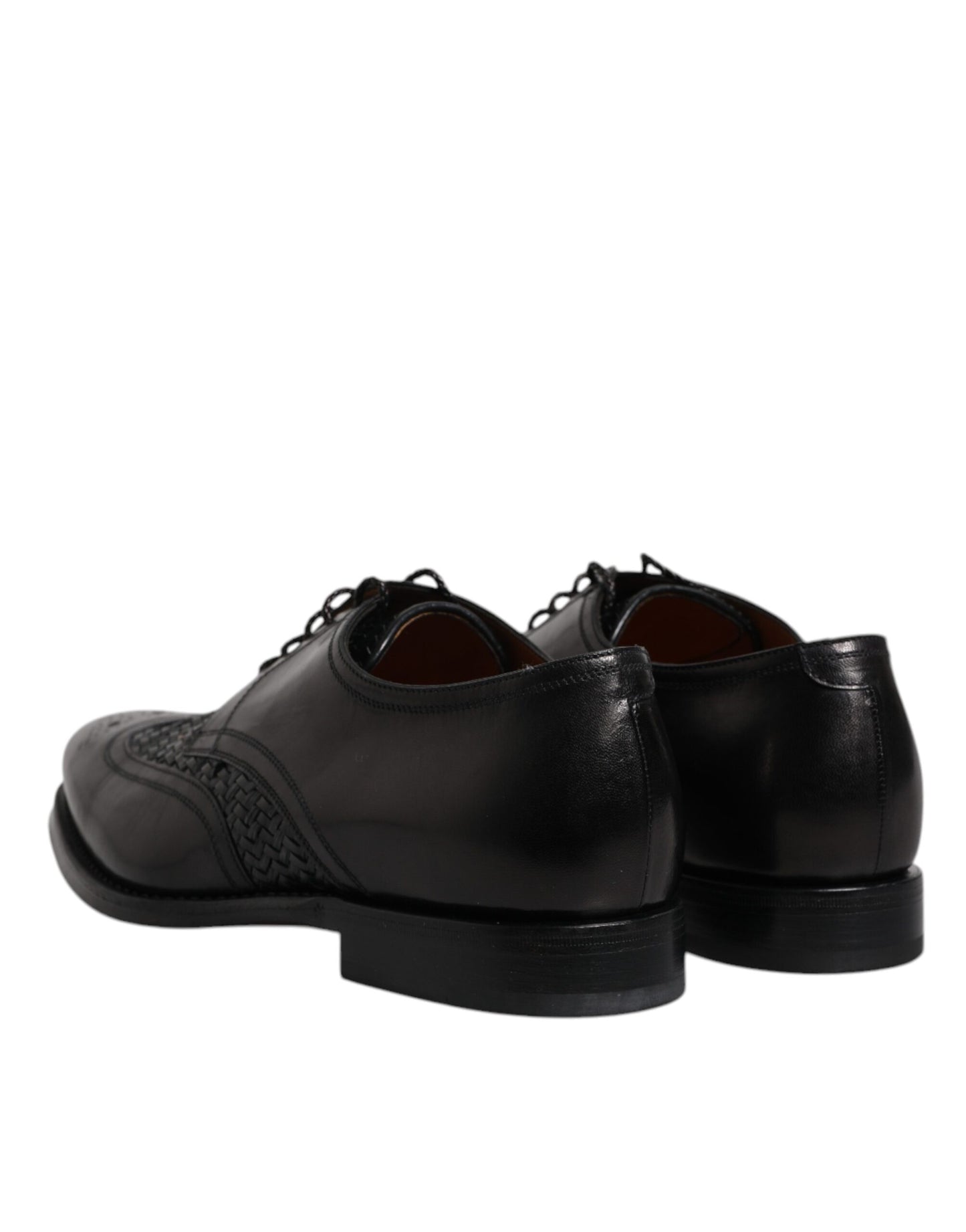 Dolce & Gabbana – Derby-Schuhe aus schwarzem Leder mit Flügelkappe und Schnürung für formelle Anlässe