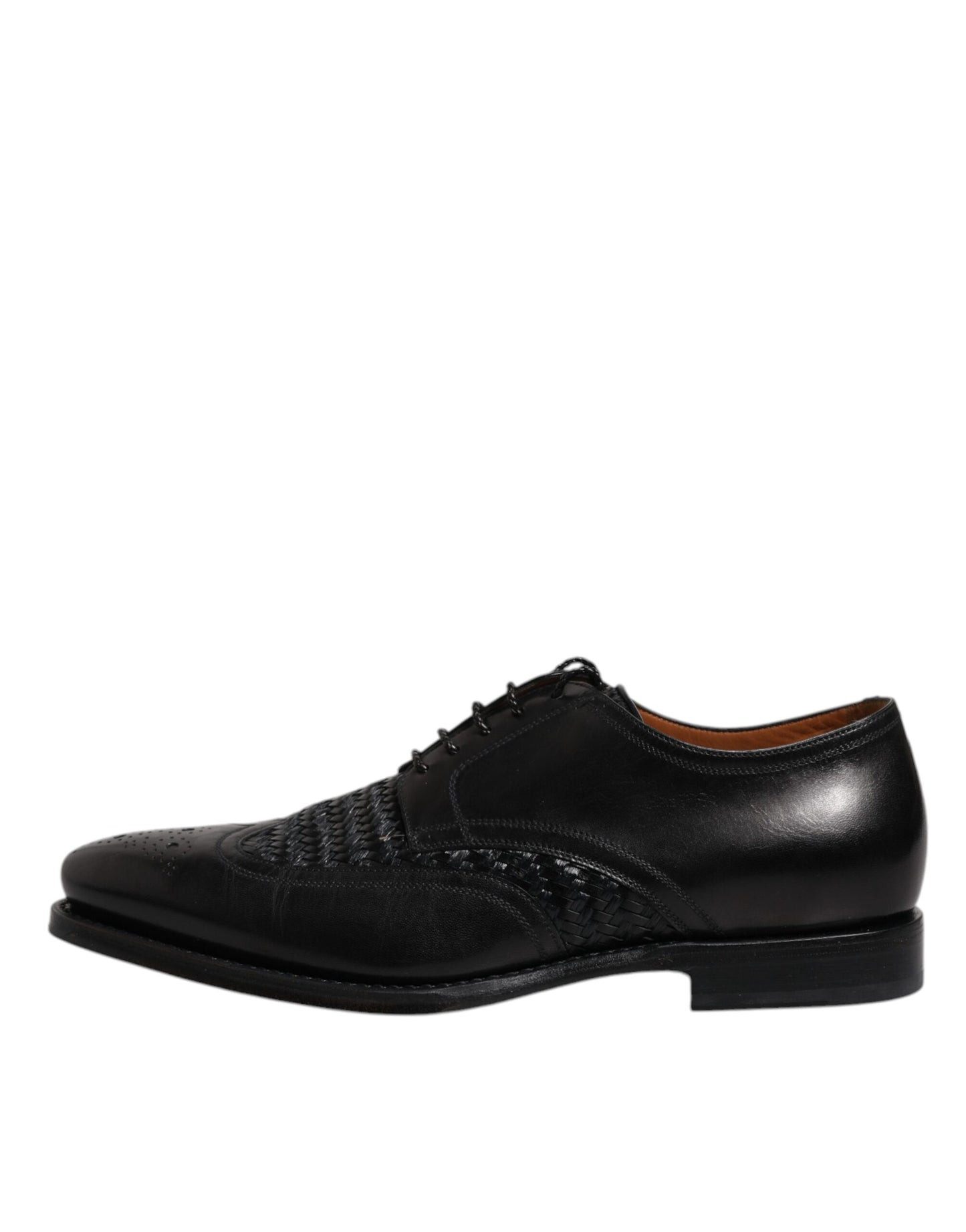 Dolce & Gabbana – Derby-Schuhe aus schwarzem Leder mit Flügelkappe und Schnürung für formelle Anlässe
