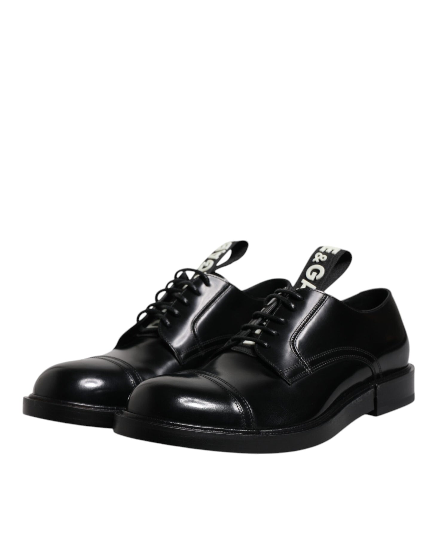 Dolce & Gabbana – Derby-Schnürschuhe aus schwarzem Lackleder
