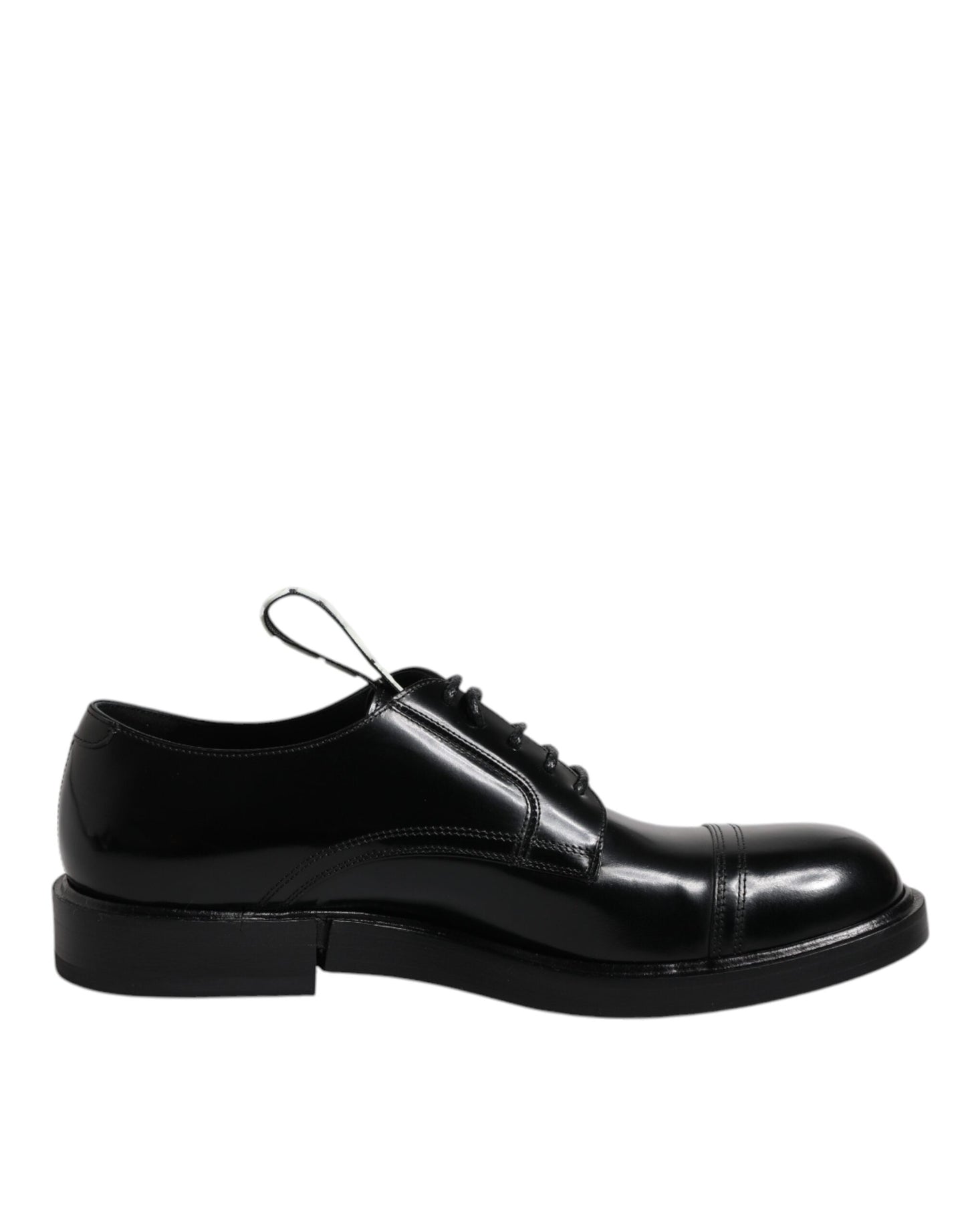 Dolce & Gabbana – Derby-Schnürschuhe aus schwarzem Lackleder