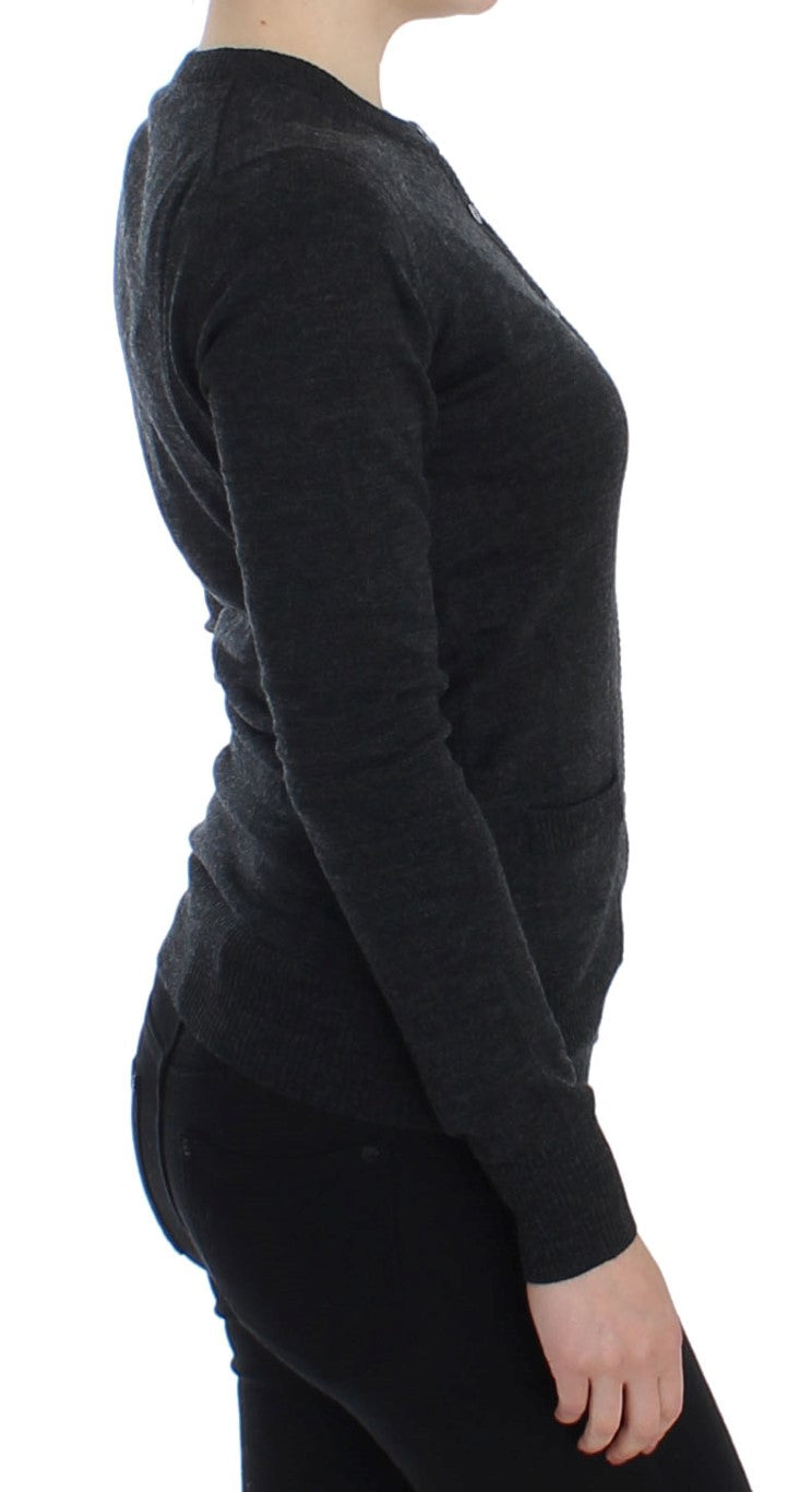 Dolce & Gabbana Grauer Woll-Cardigan mit Knöpfen