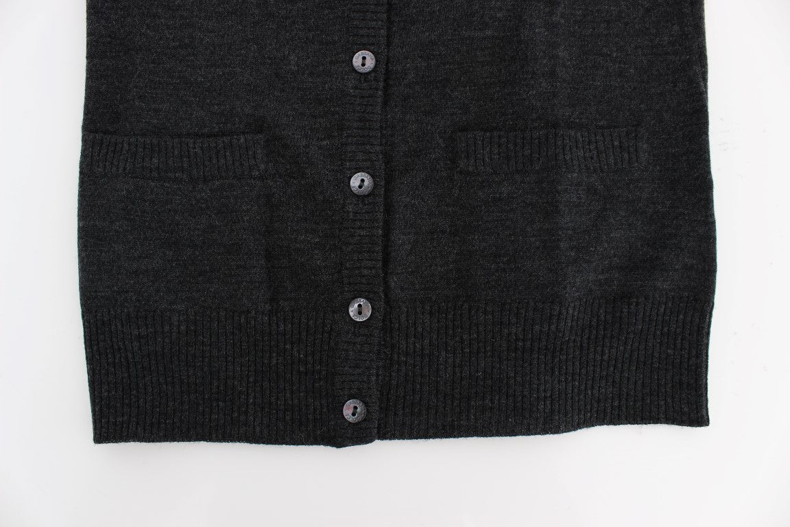 Dolce & Gabbana Grauer Woll-Cardigan mit Knöpfen